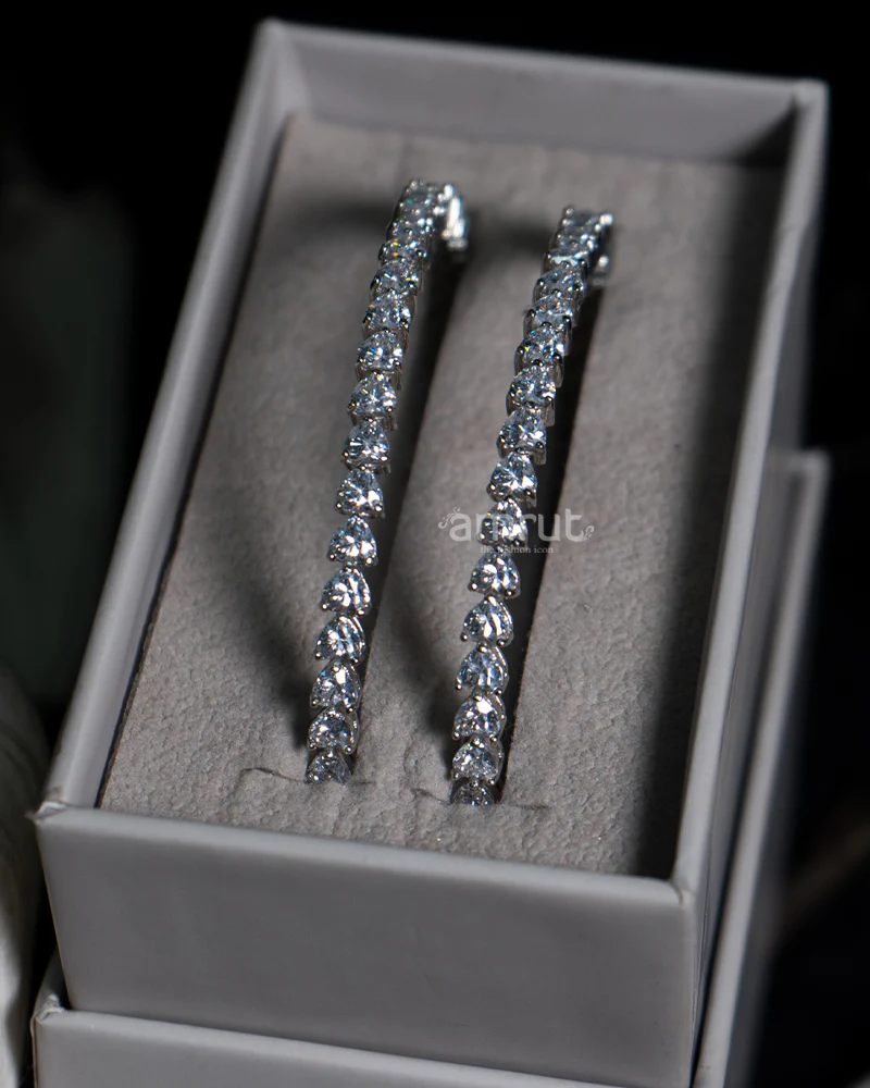 925 Pure Silver Heart Shape American Diamond Latest Bangles - Image 2