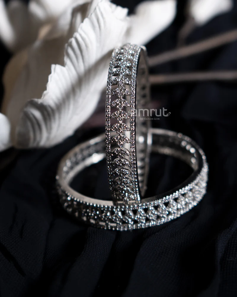 925 Sterling Silver American Diamond Bangles - Image 2