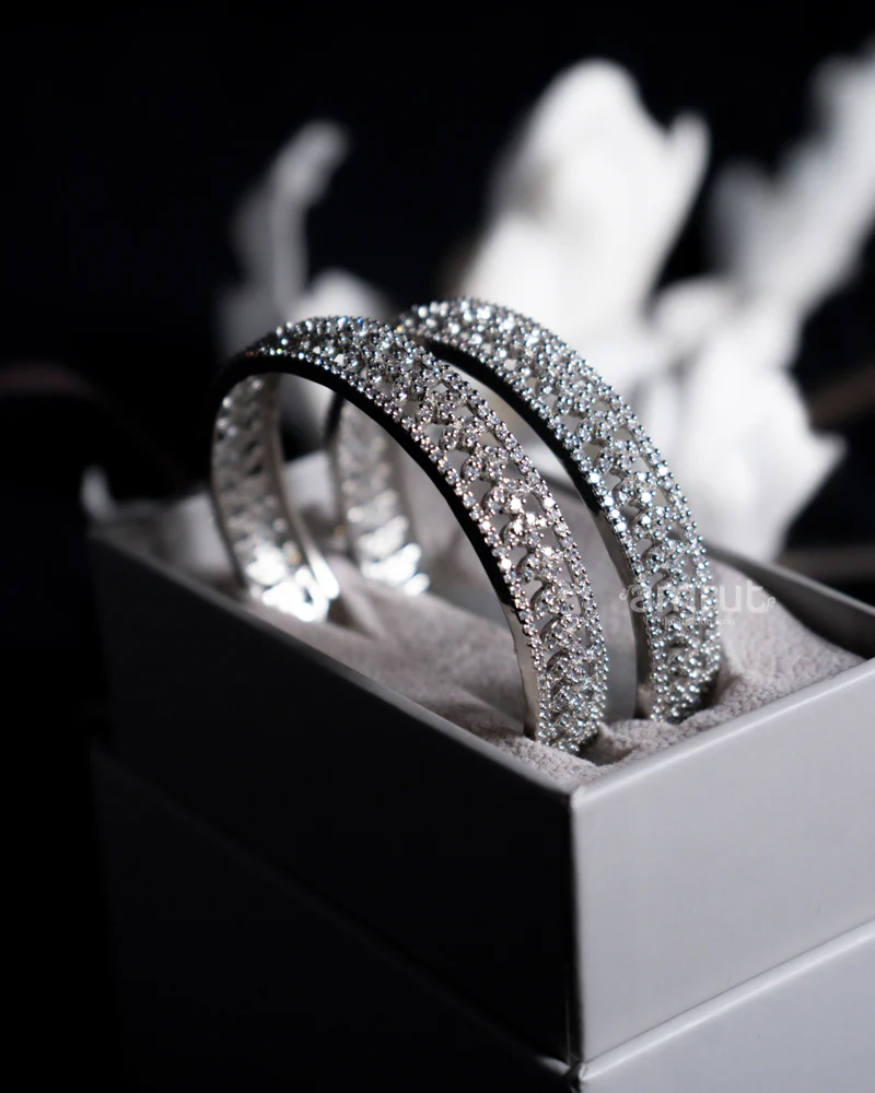 925 Sterling Silver American Diamond Bangles - Image 3