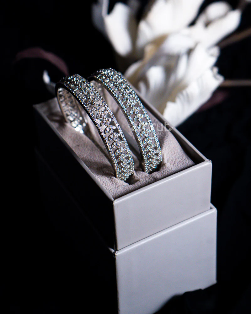 925 Sterling Silver American Diamond Bangles - Image 4