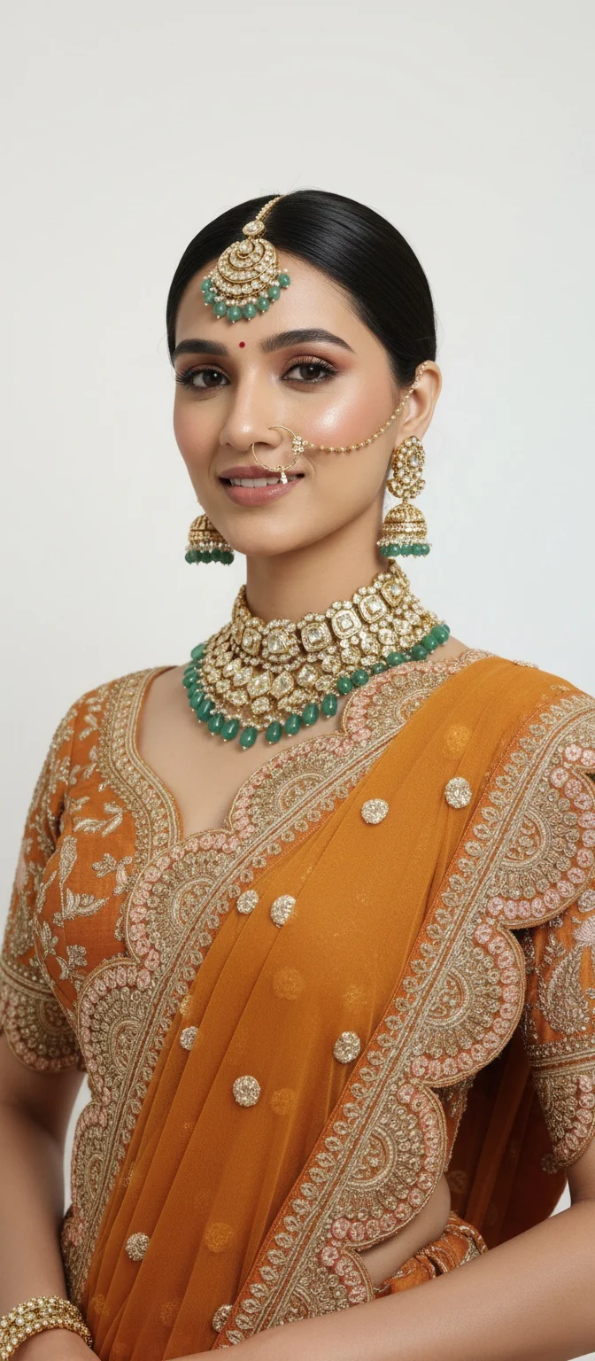 Amber Gold Zardozi Embroidered Bridal Lehenga with Mustard Dupatta - Image 4