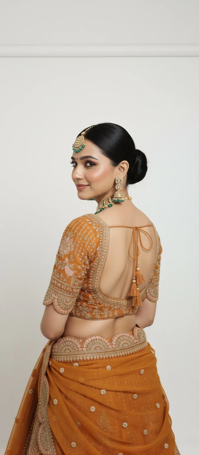 Amber Gold Zardozi Embroidered Bridal Lehenga with Mustard Dupatta - Image 6