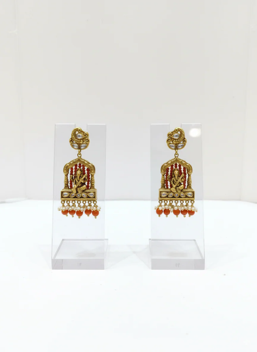 Traditional Temple Jewelry Set with Lord Ganesh Pendant - Image 2