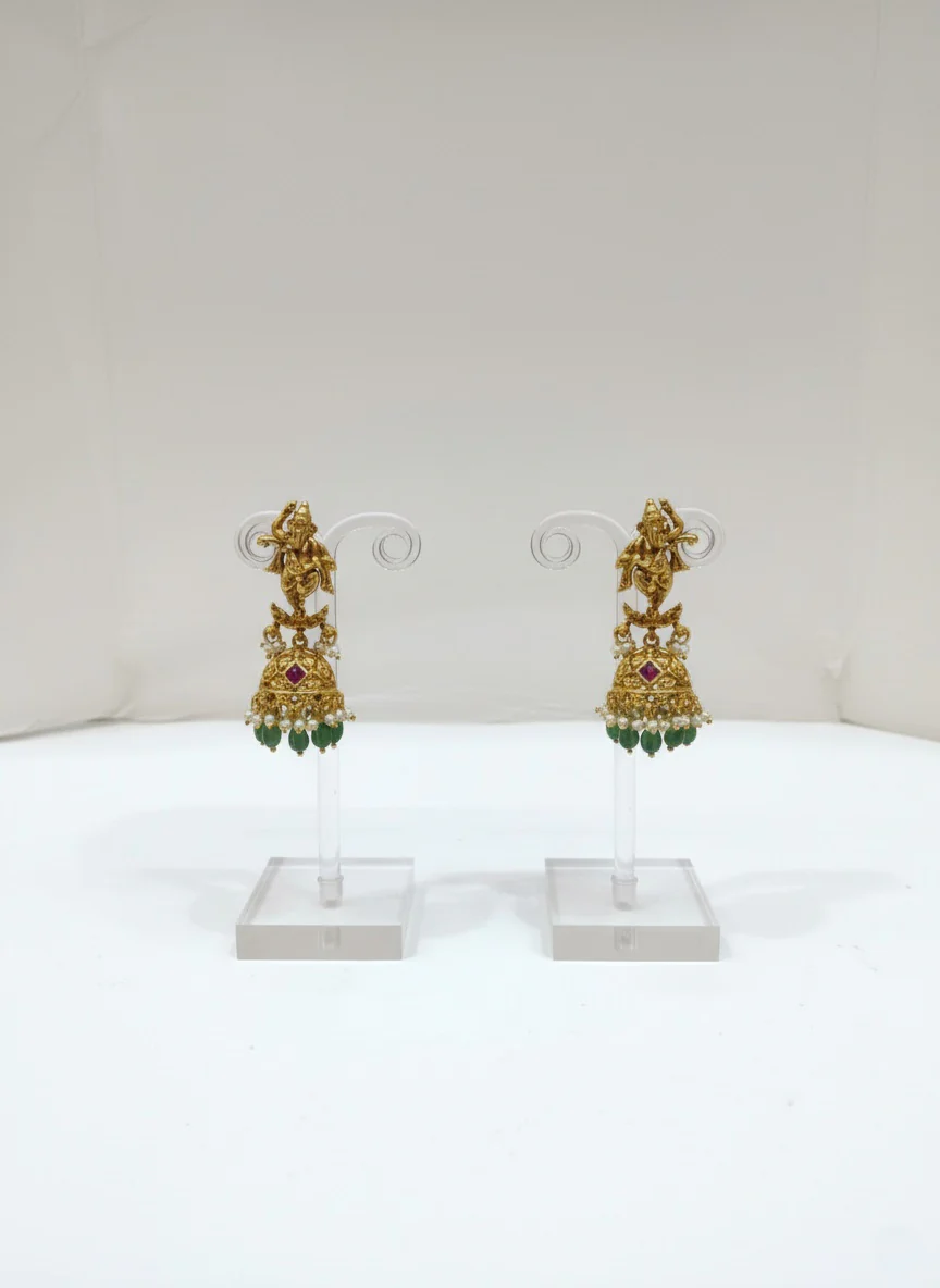 Antique Temple Jewelry Set with Lord Krishna Pendant - Image 2