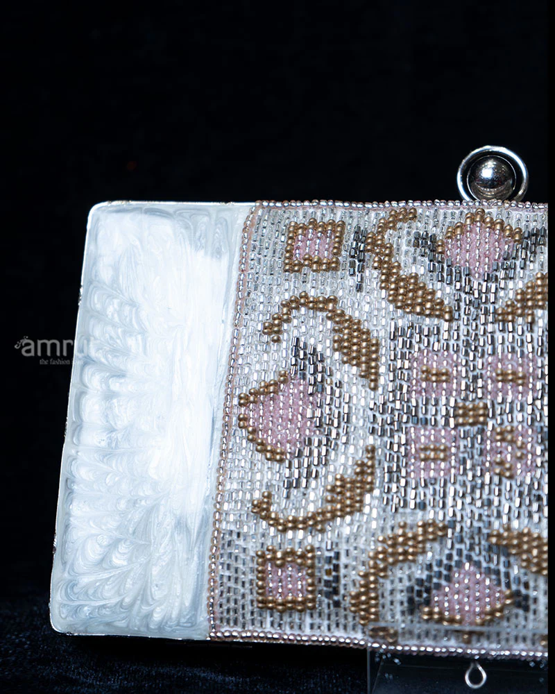 Beaded Ivory with Tassel and Shell Detail clutches - Image 2