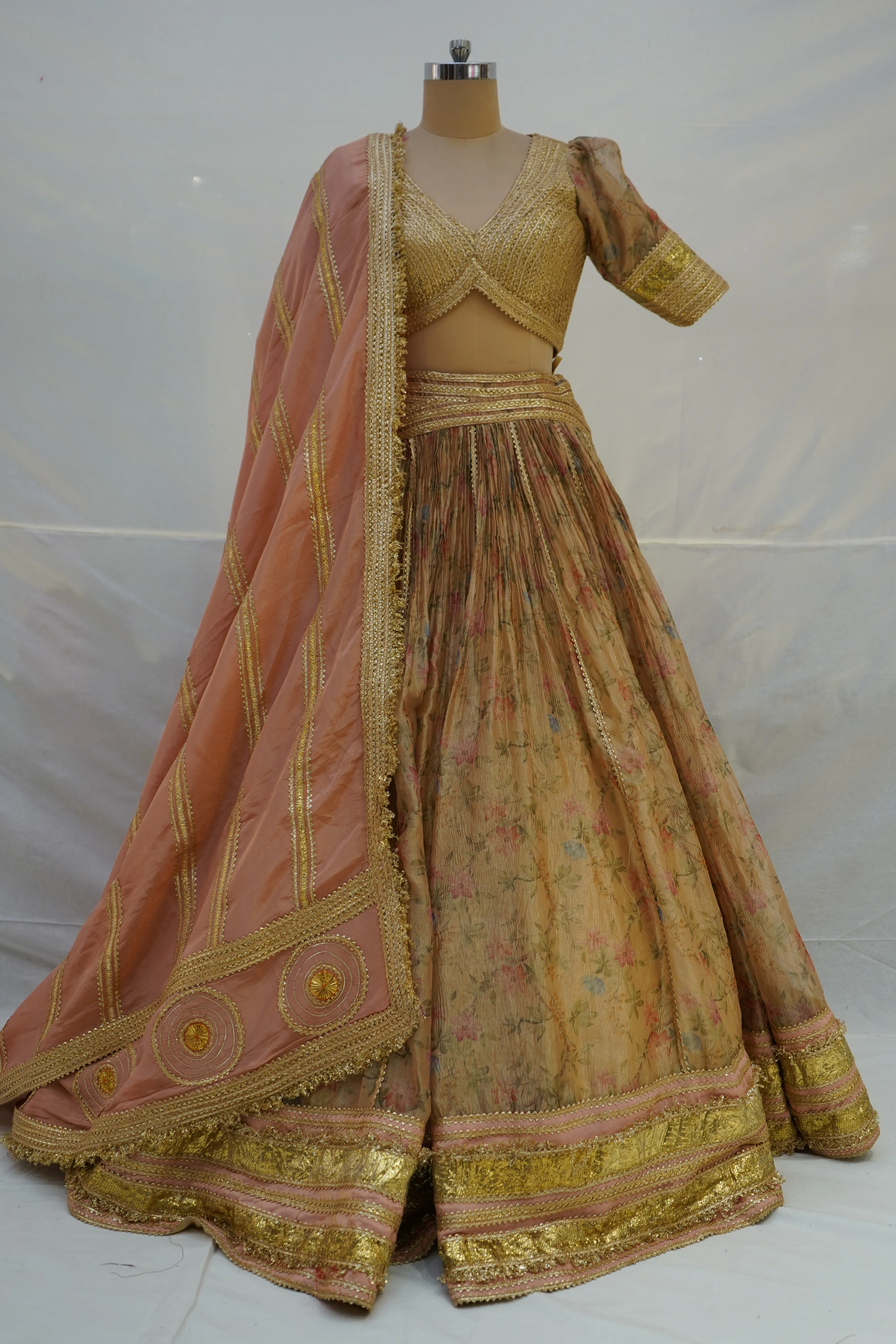 Blush Peach Floral Designer Lehenga Choli with Embellished Blouse & Soft Organza Dupatta - Image 9
