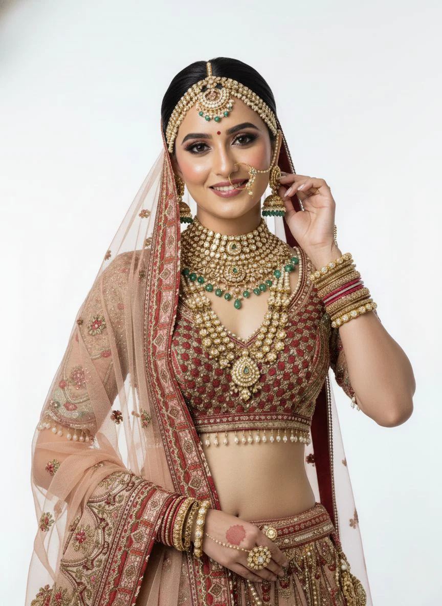 Blush Rose Heavy Bridal Lehenga with Intricate Zari & Hand-Embroidered Detailing - Image 2