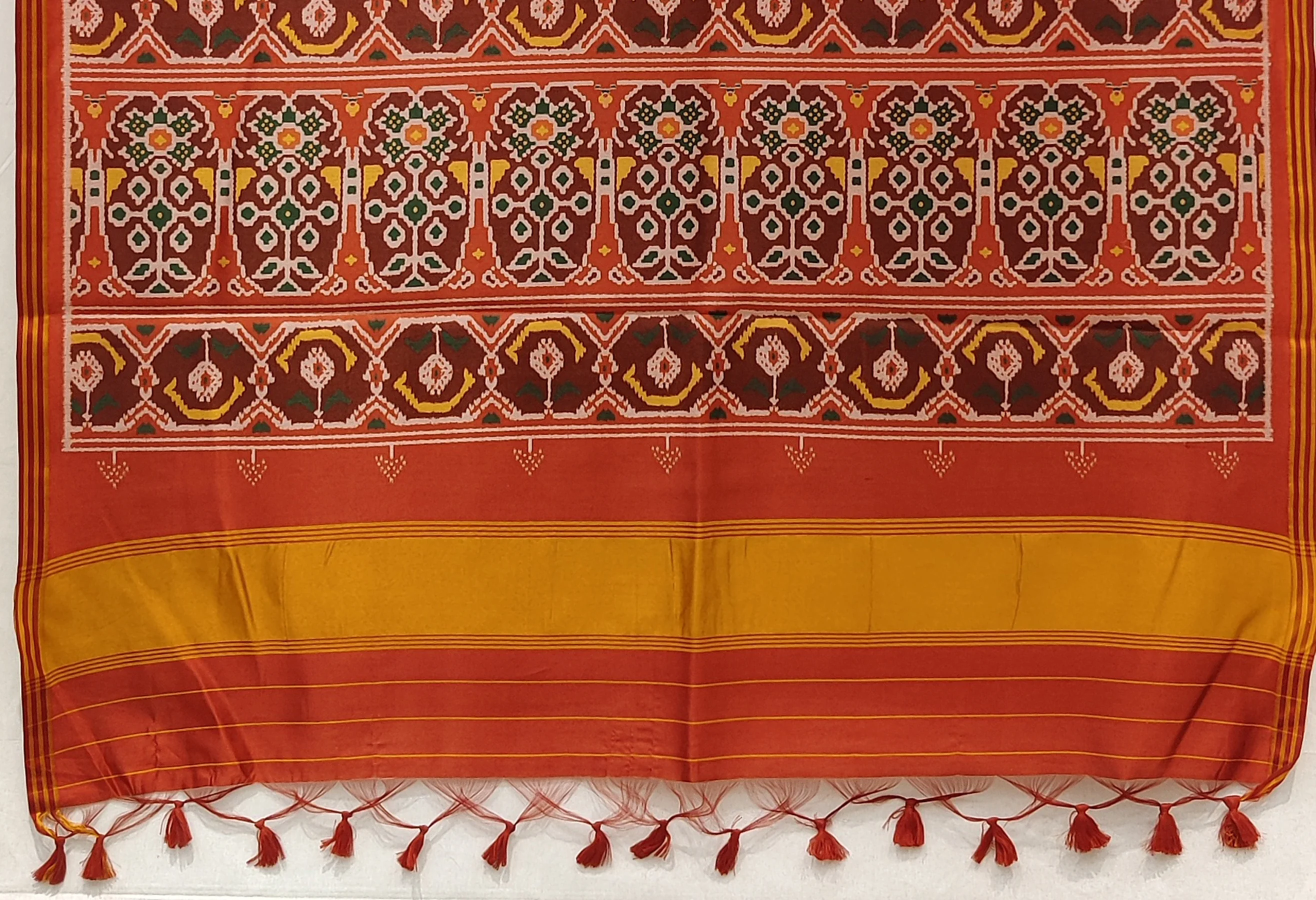 Bottle Green Patola Inspired Silk Blend Saree with Traditional Gujarati Motifs P70 - Image 3