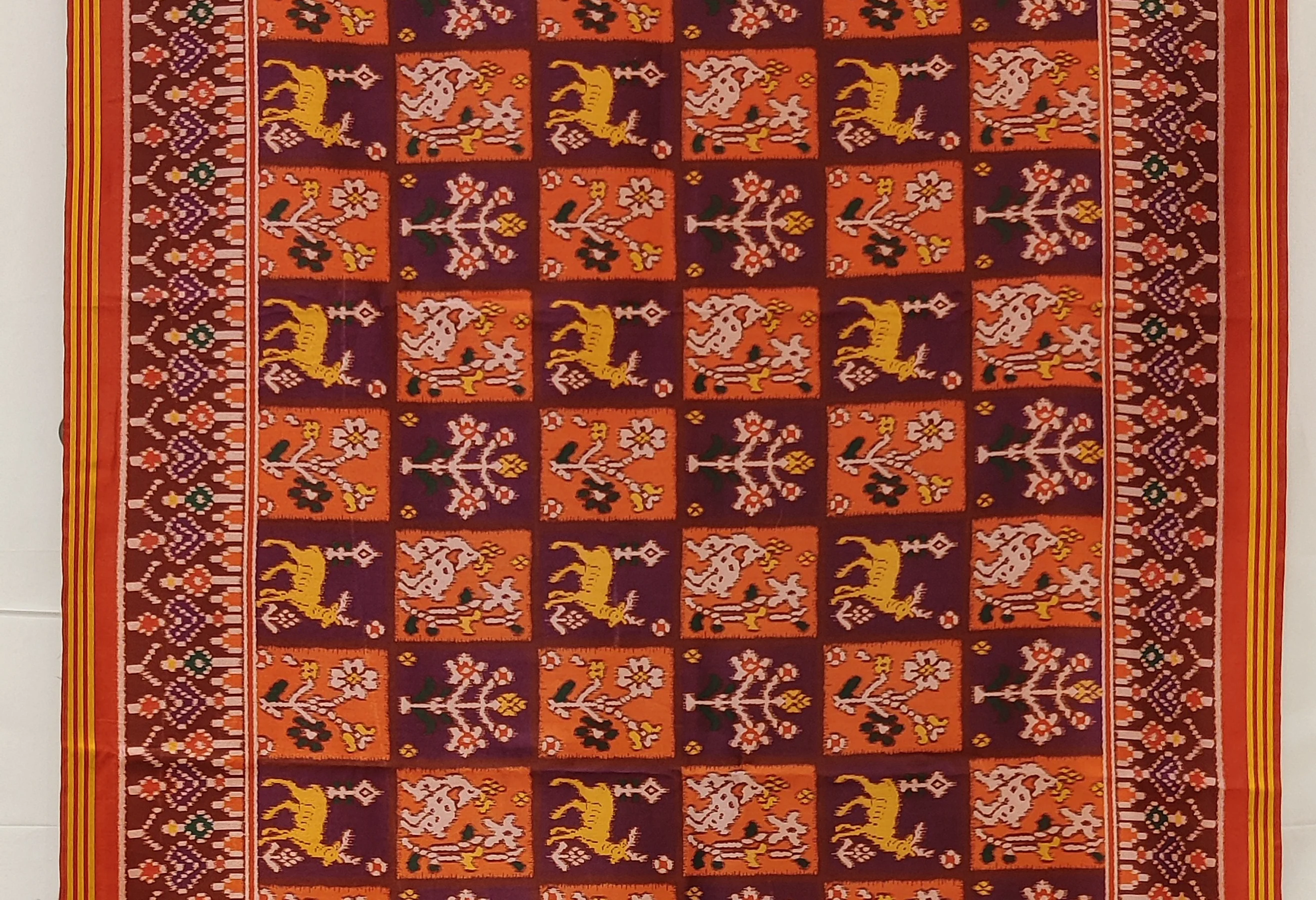 Brick Red & Wine Traditional Patola Inspired Silk Blend Saree with Heritage Motifs p19 - Image 2