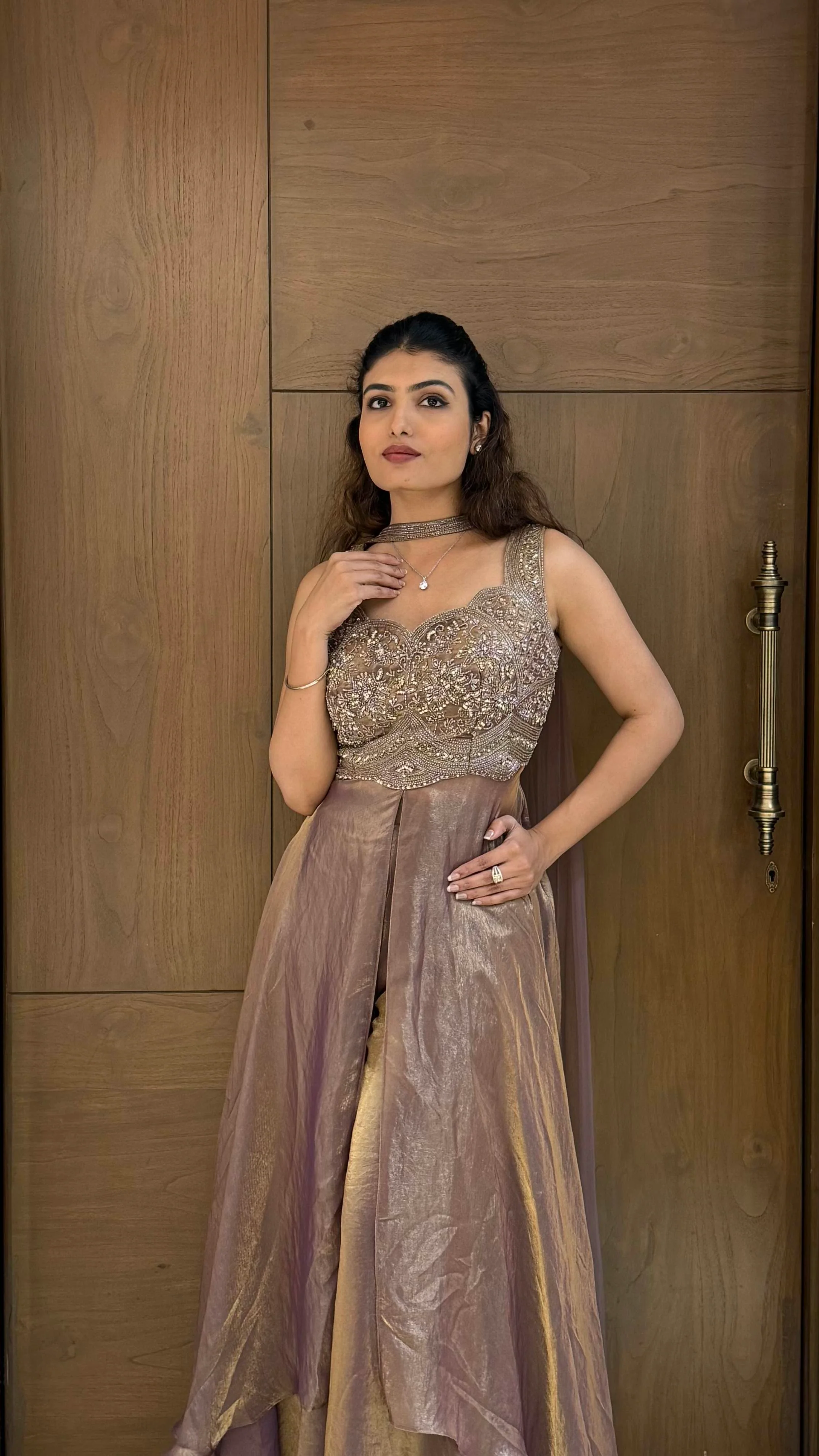 Champagne Gold Embroidered Palazo Set – Luxe Glow Edition - Image 3
