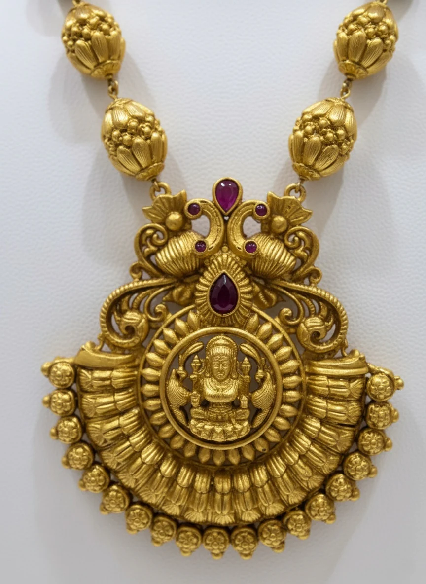 Classic Antique Temple Set with Gold Beads and Green Accents - Image 3