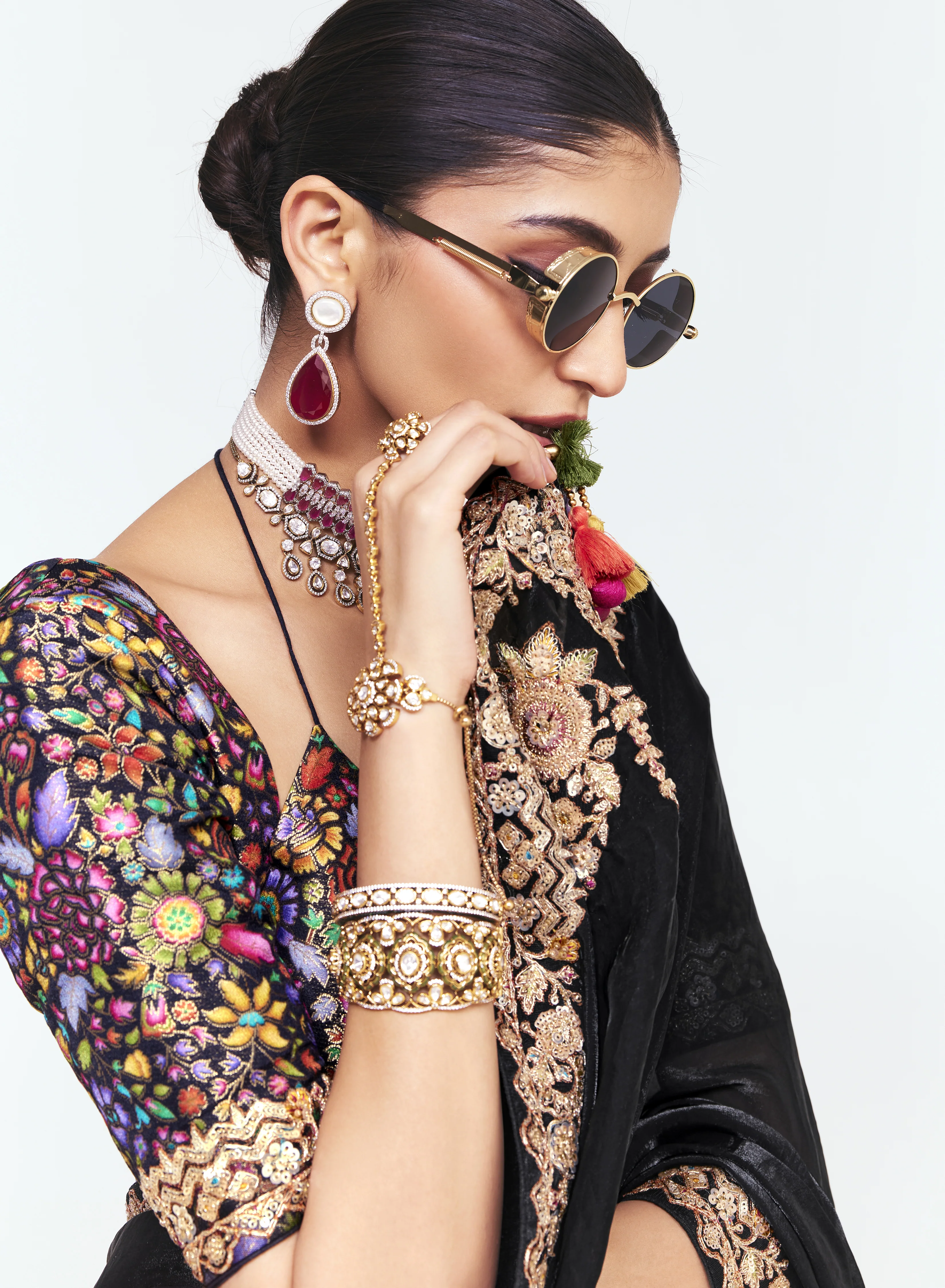 Classic Black Georgette Saree with Heavy Embroidered Border - Image 2