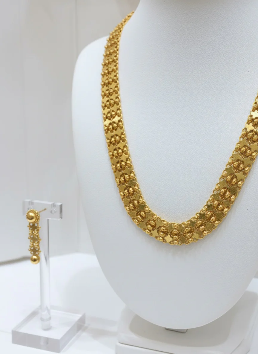 Classic Floral Gold Haar with Matching Earrings - Image 3
