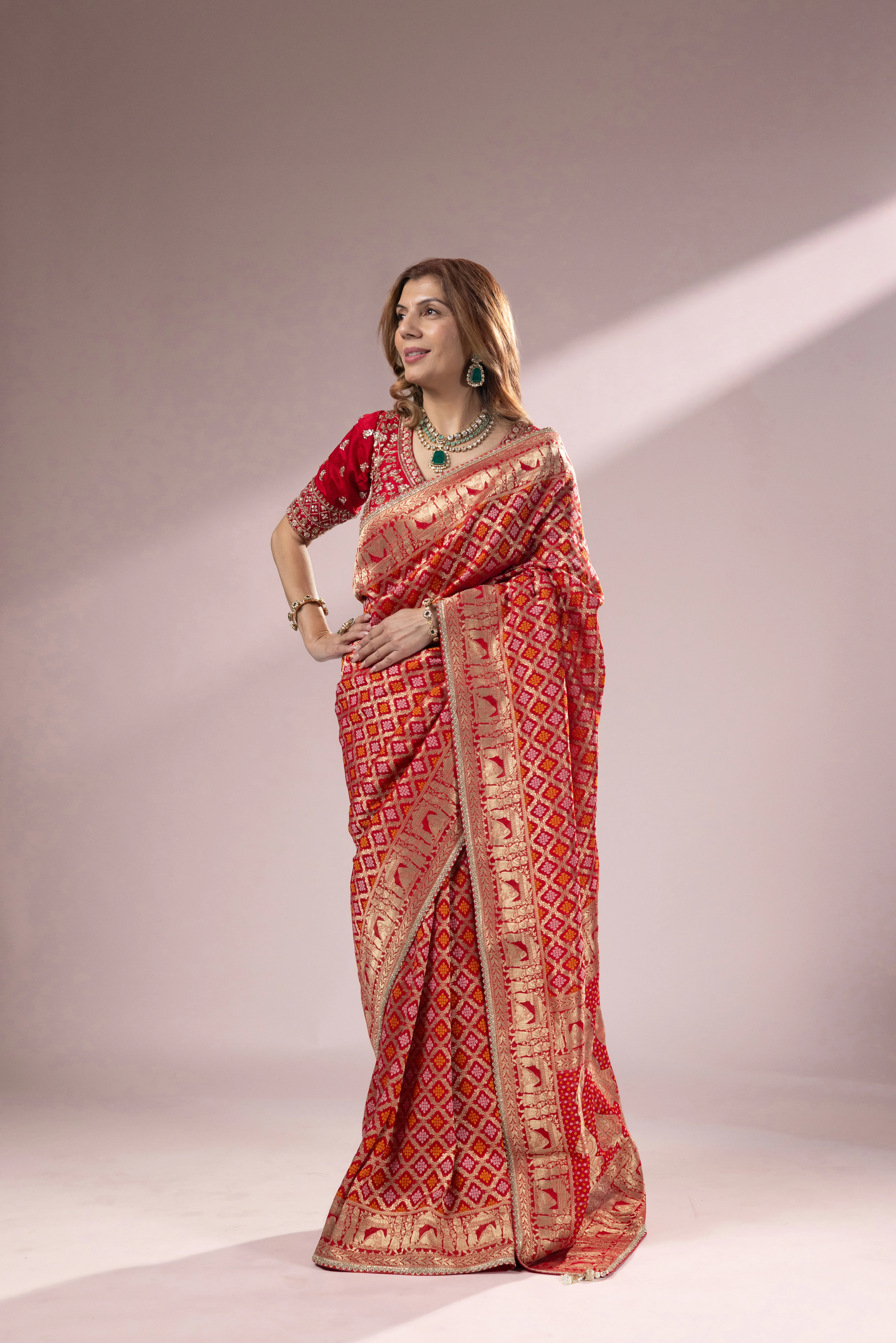Classic Red Banarasi Silk Saree with Rich Zari Weaving - Image 4