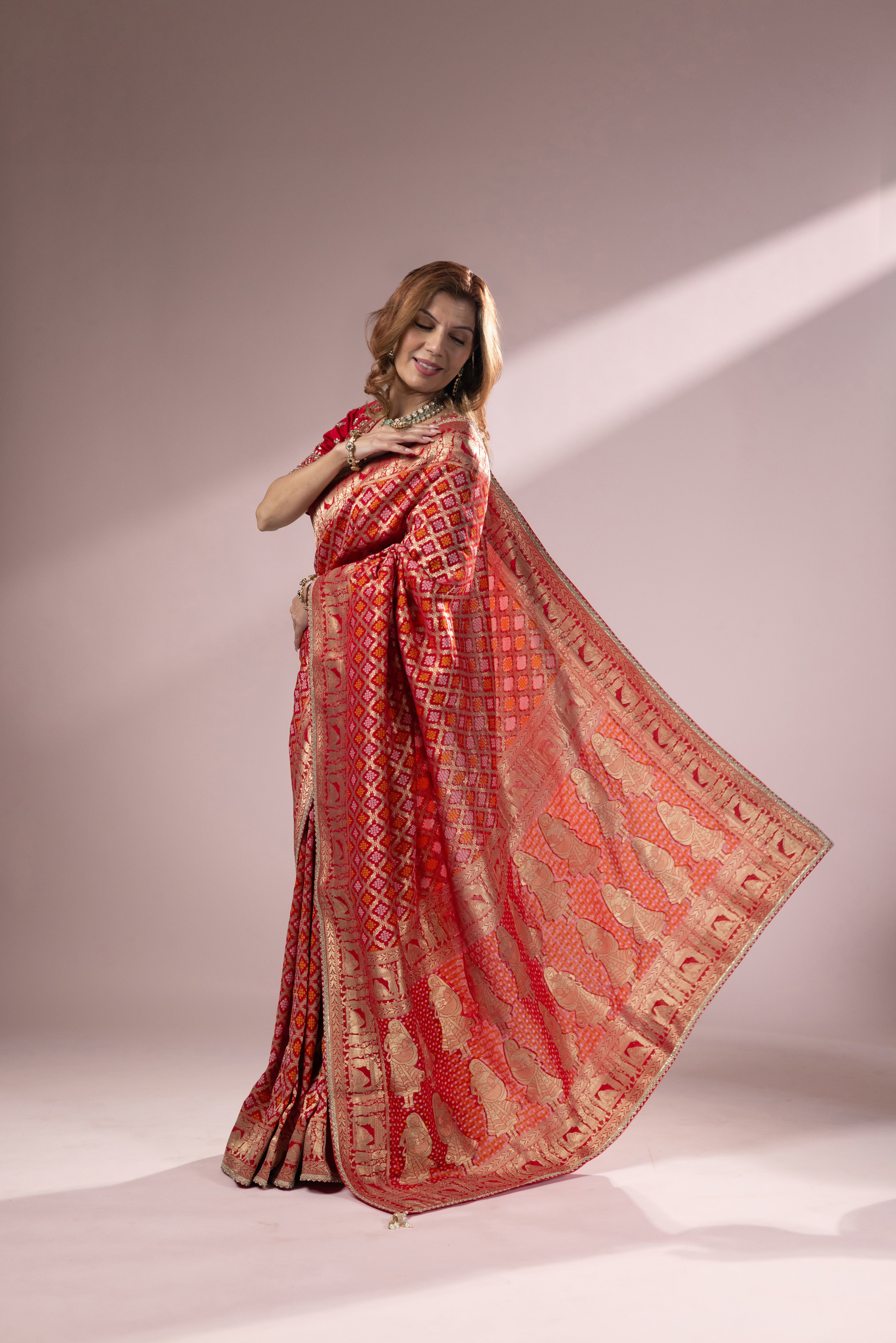 Classic Red Banarasi Silk Saree with Rich Zari Weaving - Image 5