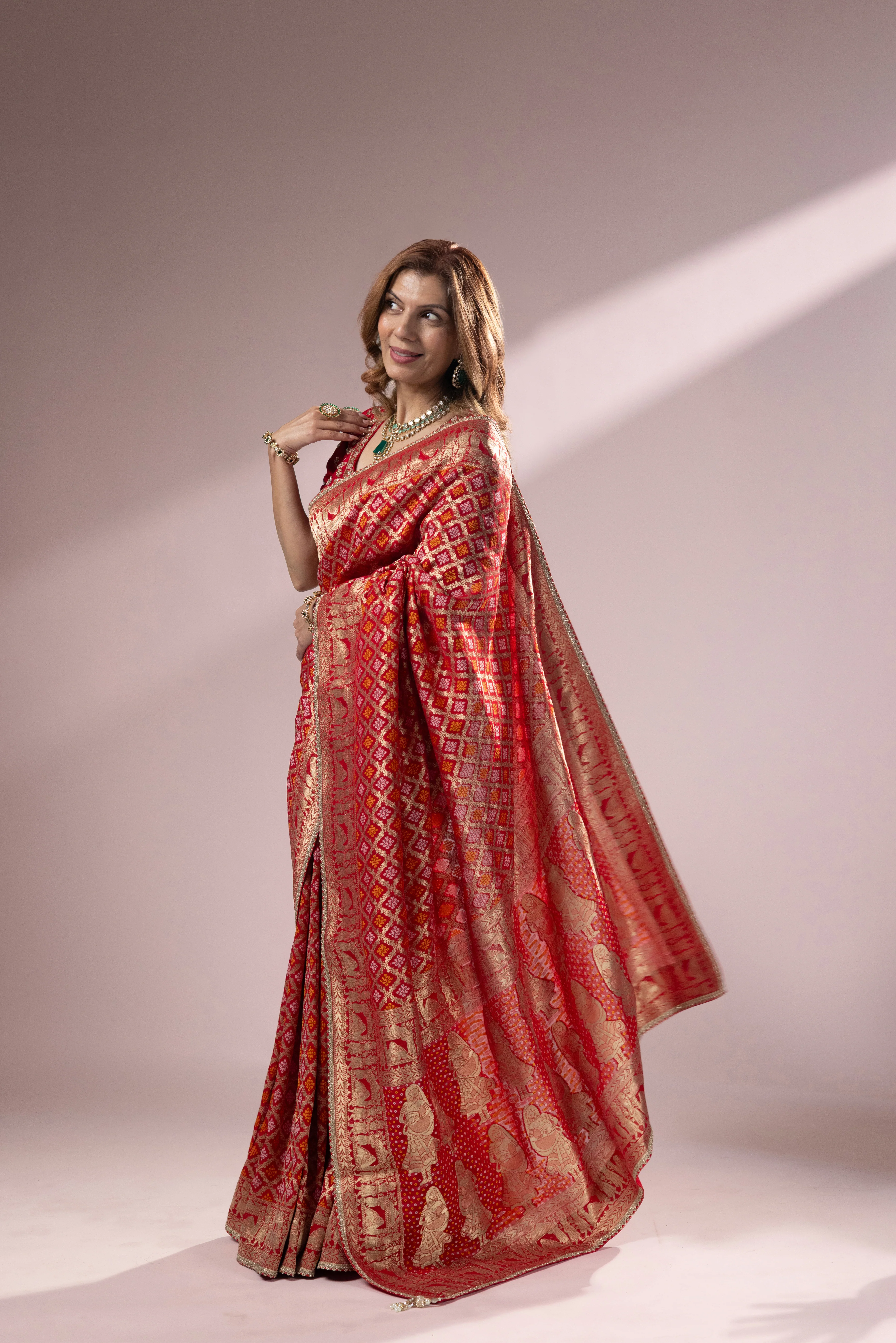 Classic Red Banarasi Silk Saree with Rich Zari Weaving - Image 6
