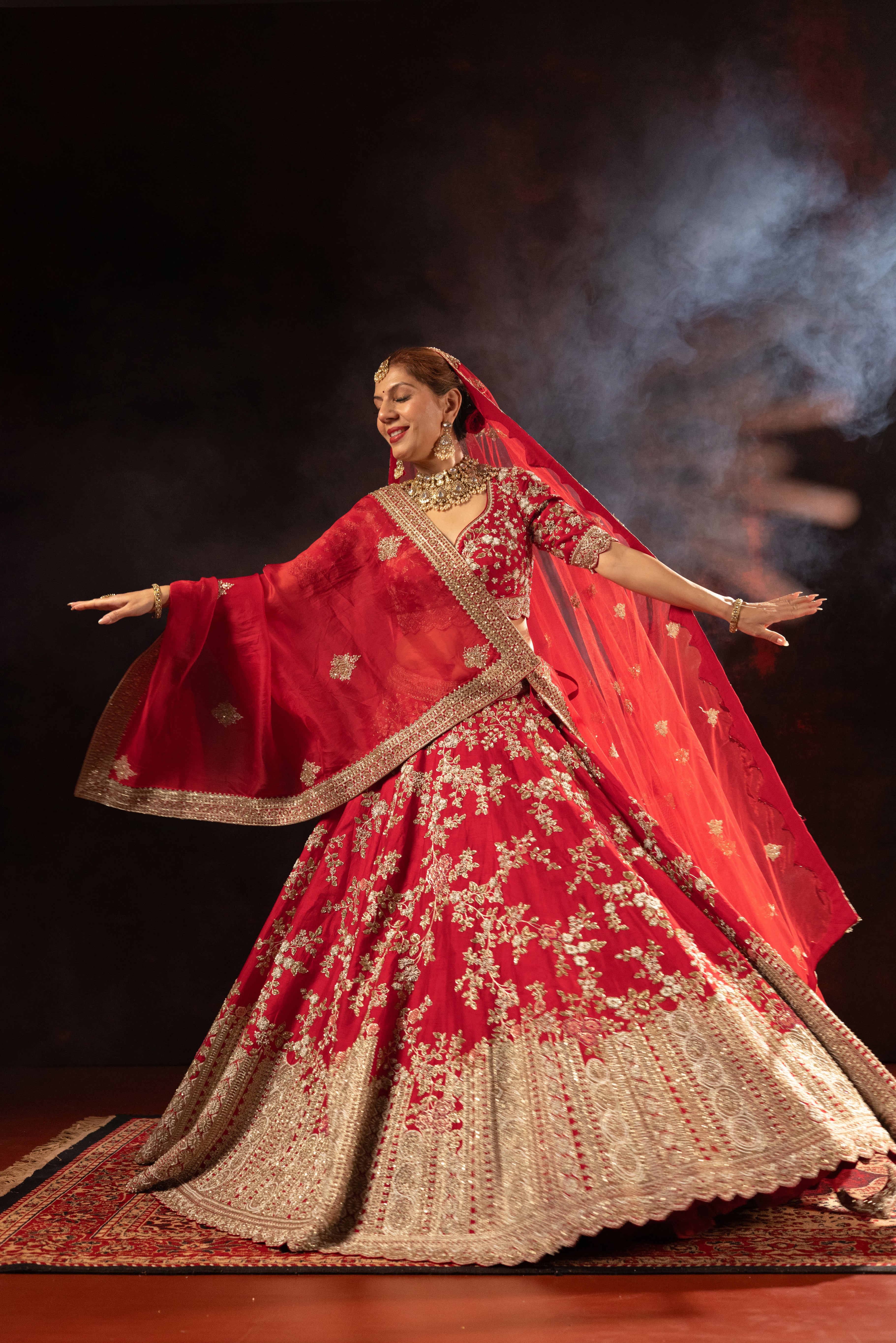 Classic Red Designer Bridal Lehenga with Rich Gold Embroidery - Image 5