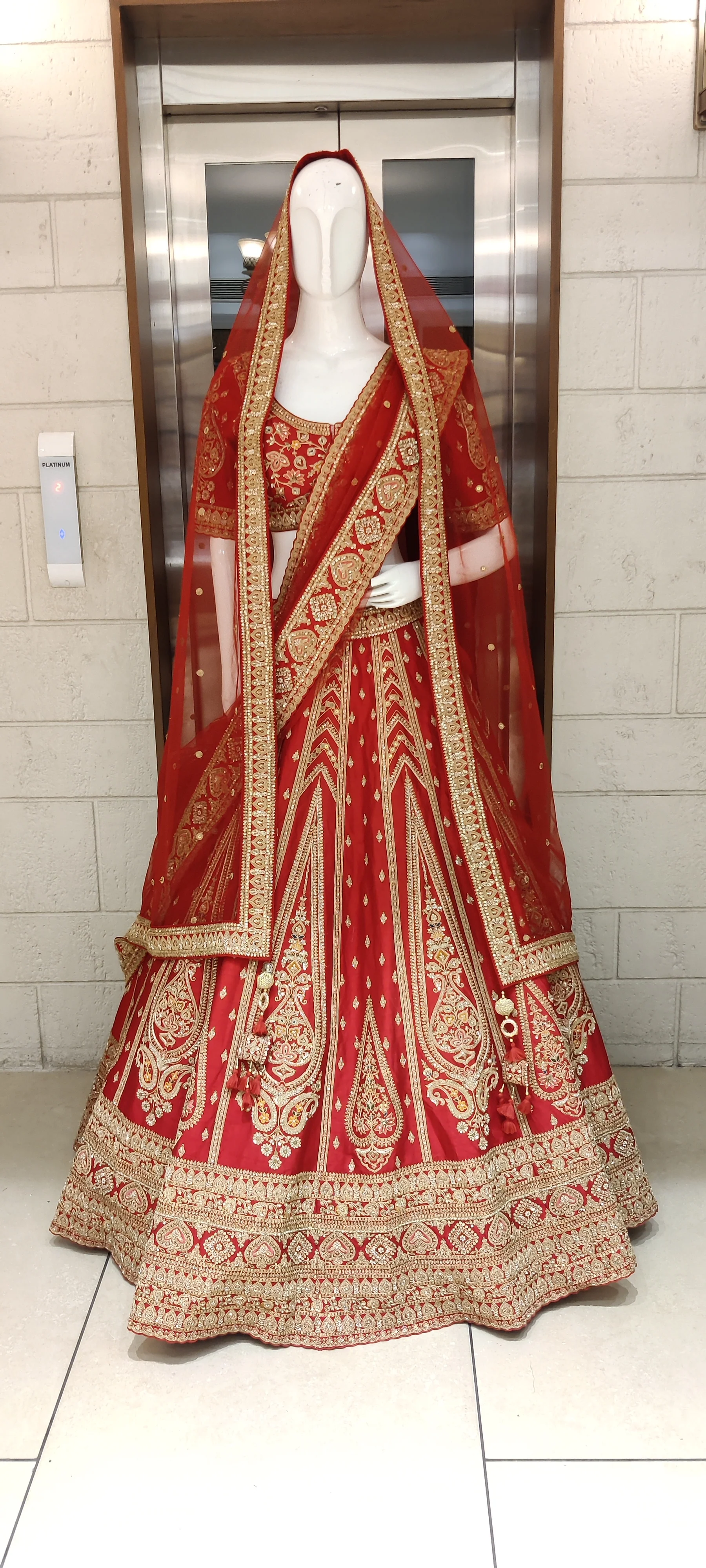 Classic Red Zardozi Bridal Lehenga with Heritage Motifs & Net Dupatta – Eternal Bride Collection - Image 6