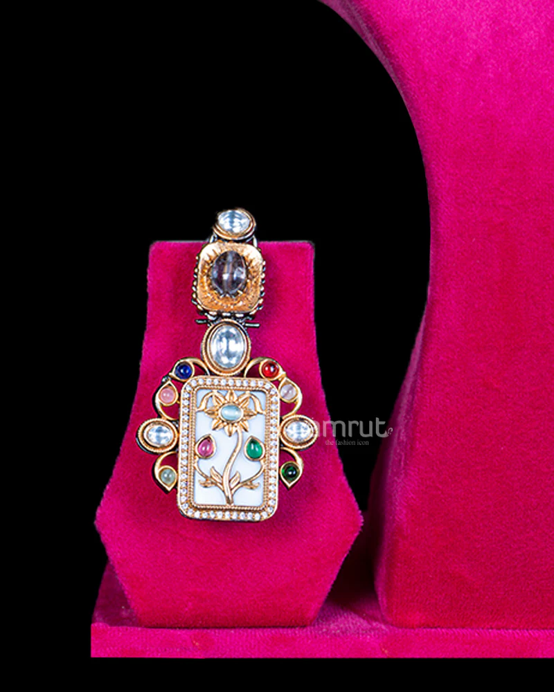 Colorful Gemstone Choker Necklace with Earrings - Image 3