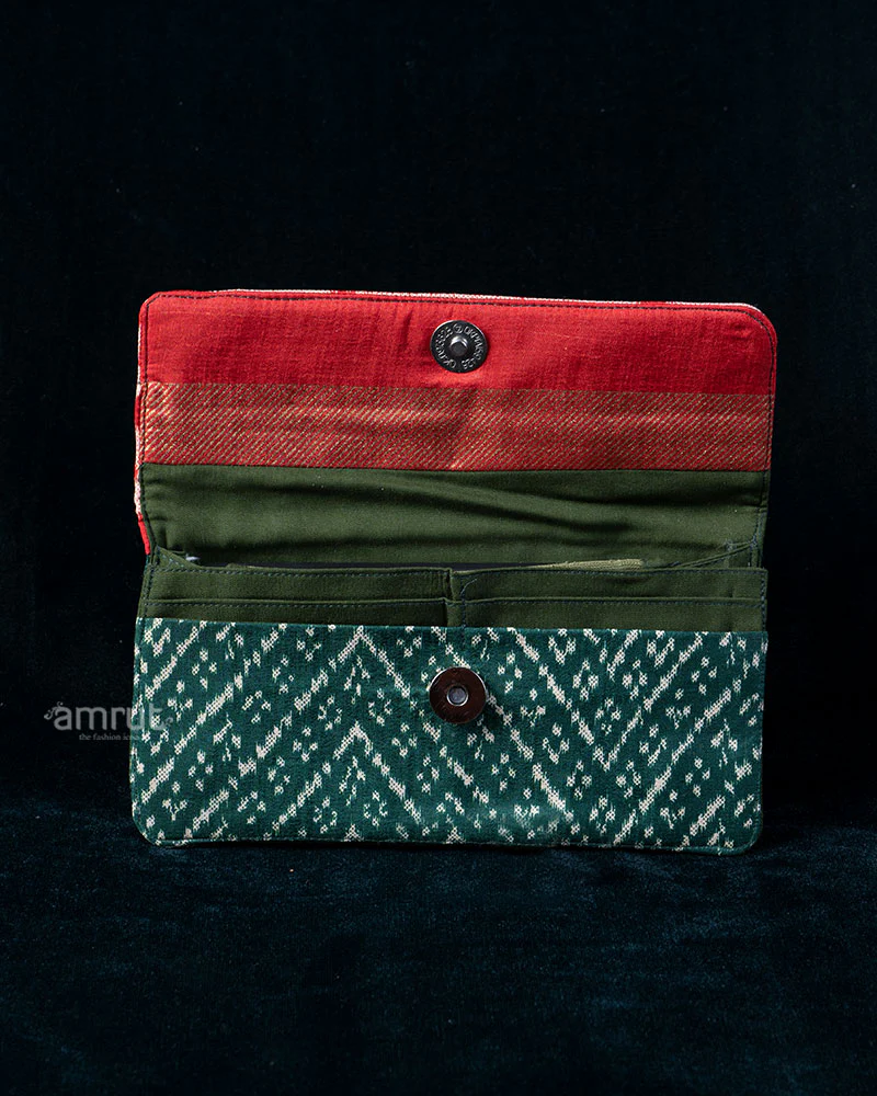 Crimson Elephant and Teal Geometric Printed Clutched - Image 3