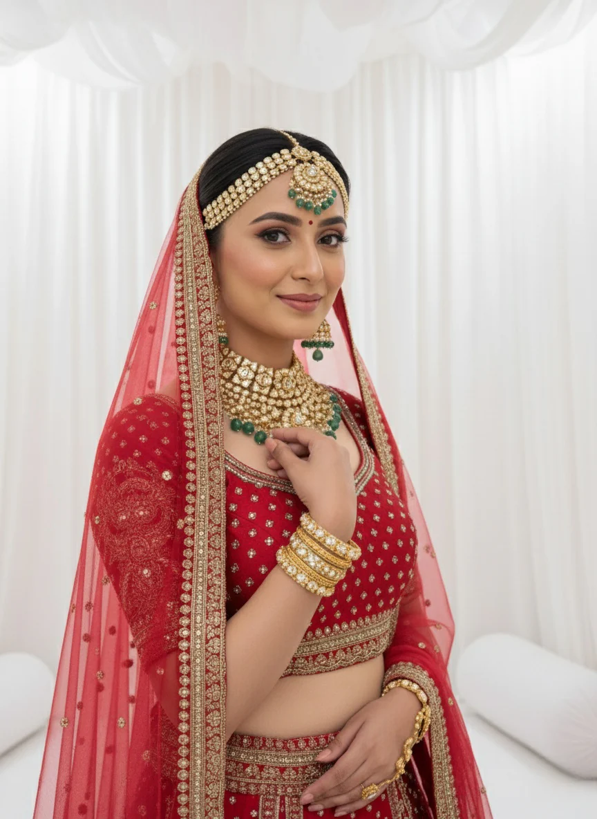 Crimson Red Zardozi Bridal Lehenga with Double Dupatta – The Royal Heritage Edit - Image 2