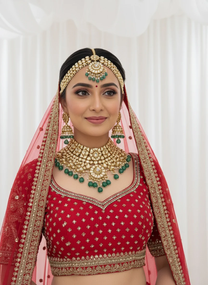 Crimson Red Zardozi Bridal Lehenga with Double Dupatta – The Royal Heritage Edit - Image 5