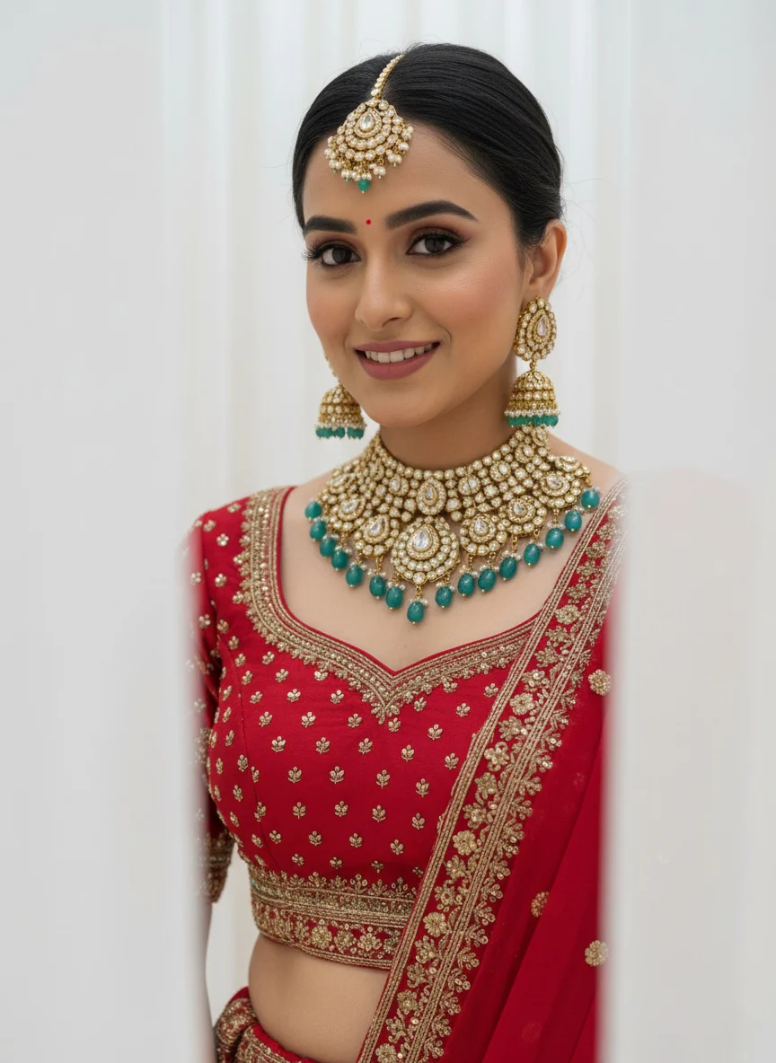 Crimson Red Zardozi Bridal Lehenga with Double Dupatta – The Royal Heritage Edit - Image 7