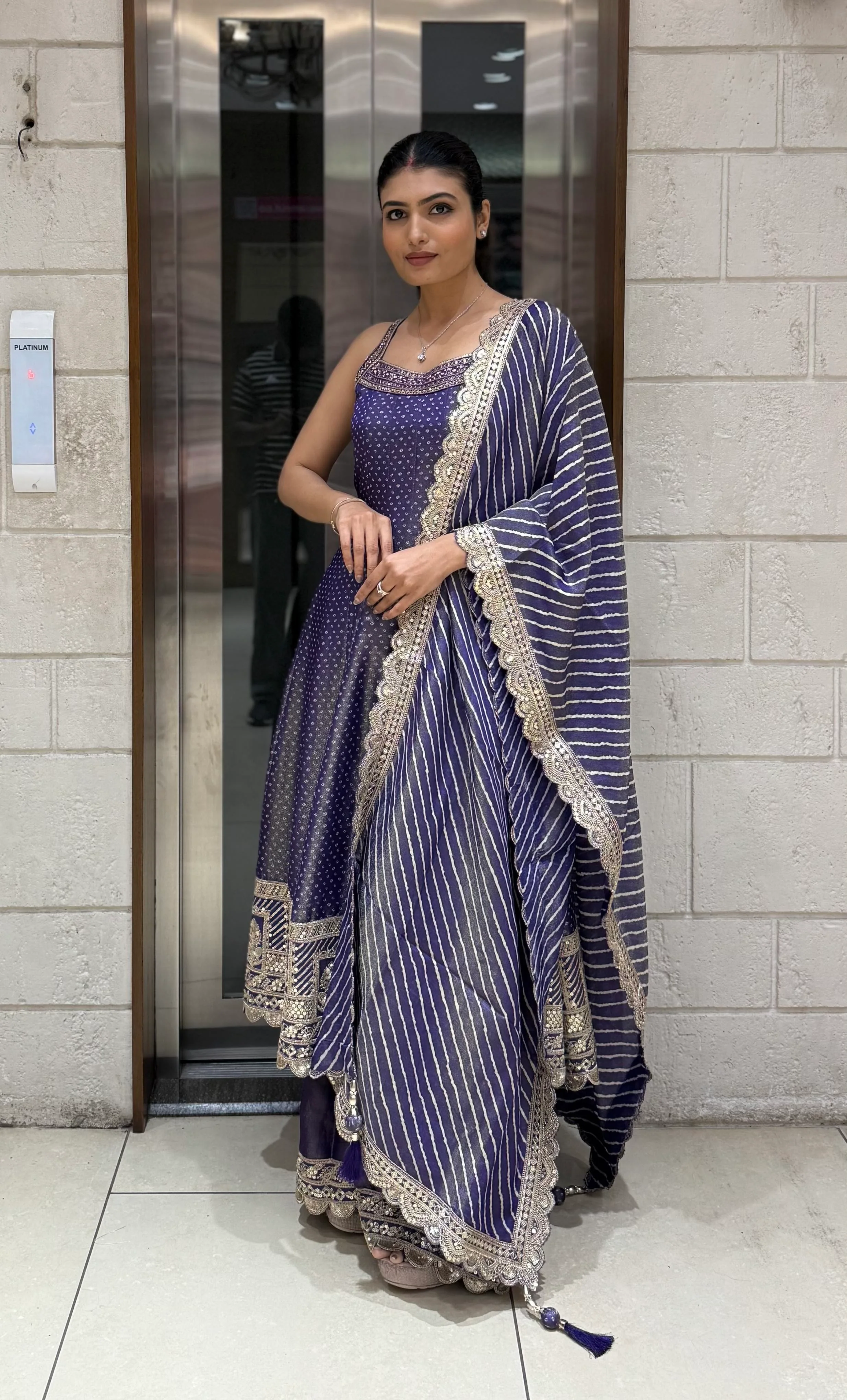 Designer Anarkali Palazzo Set with Embroidered Dupatta - Image 11