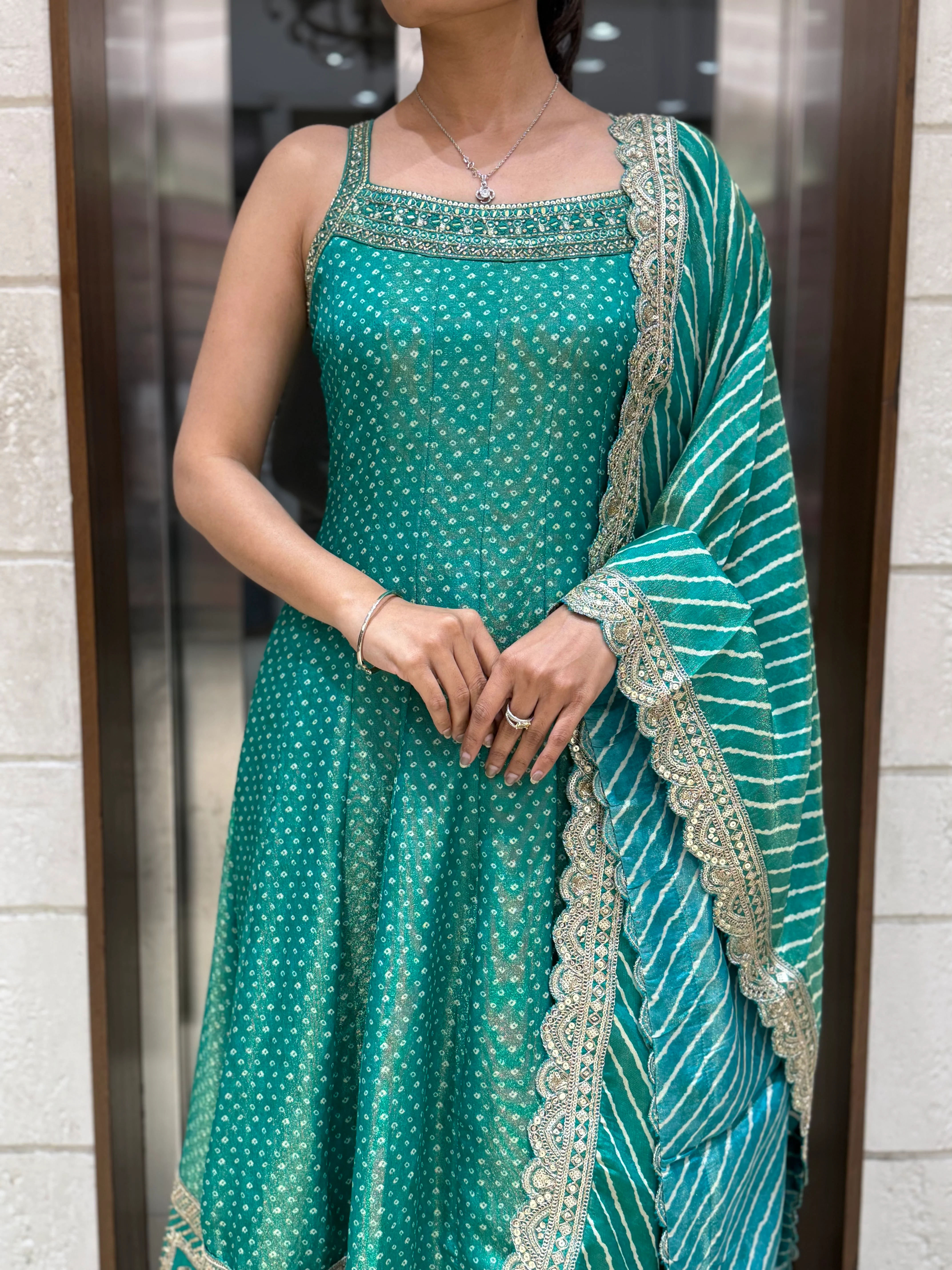 Designer Anarkali Palazzo Set with Embroidered Dupatta - Image 18
