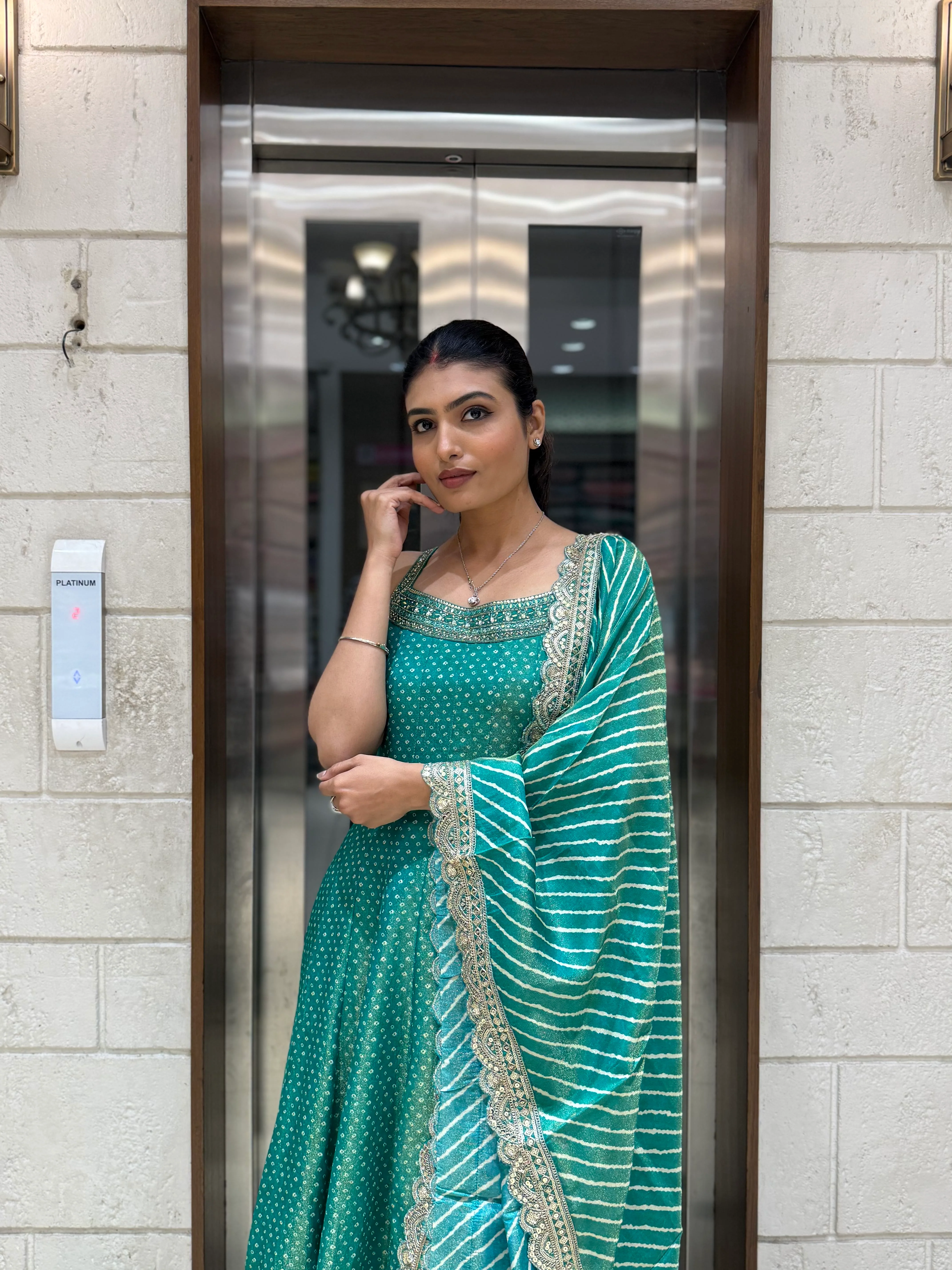 Designer Anarkali Palazzo Set with Embroidered Dupatta - Image 19