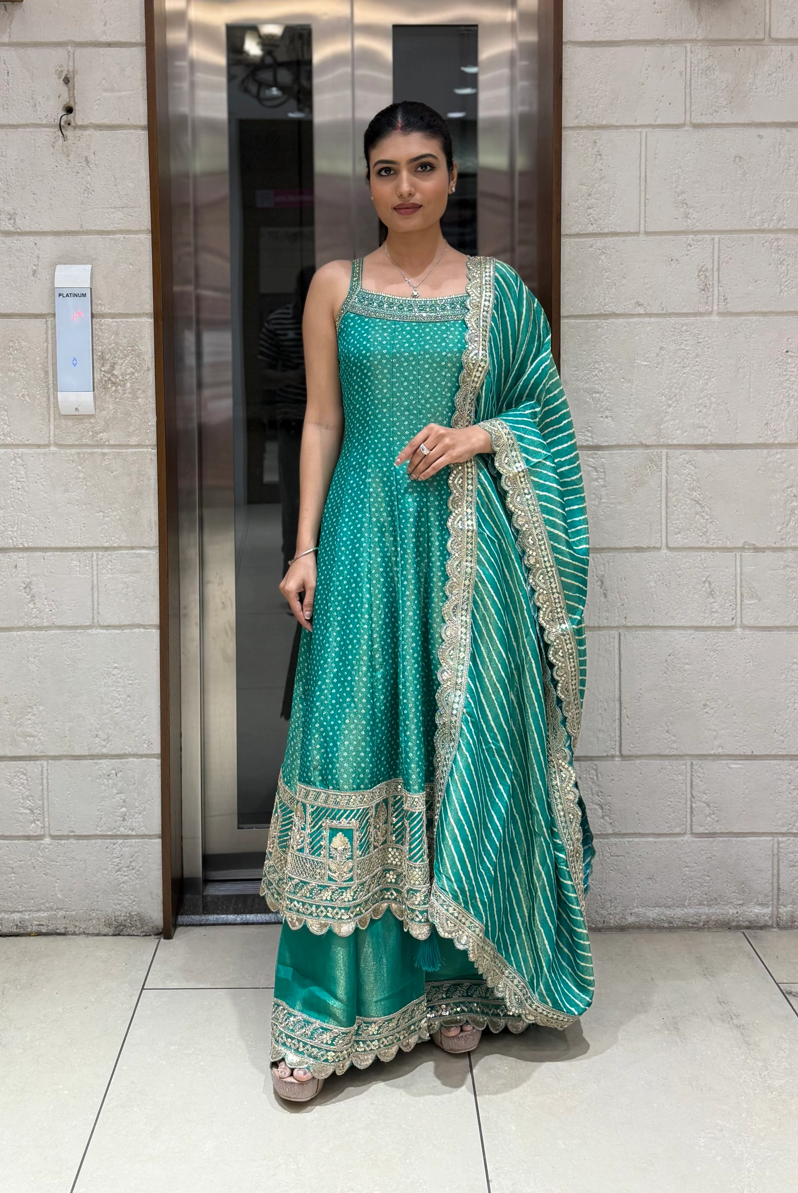 Designer Anarkali Palazzo Set with Embroidered Dupatta - Image 6