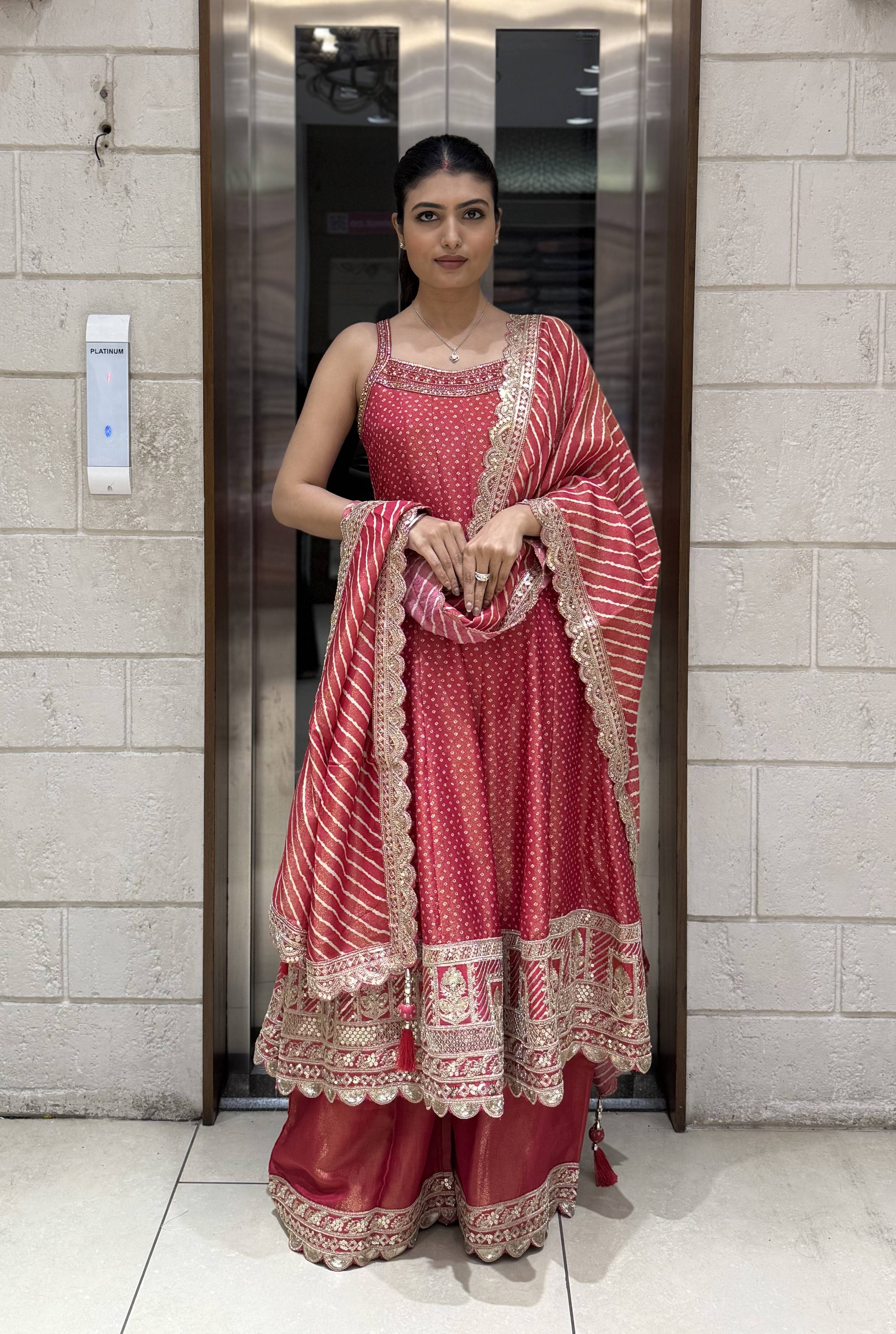 Designer Anarkali Palazzo Set with Embroidered Dupatta - Image 7