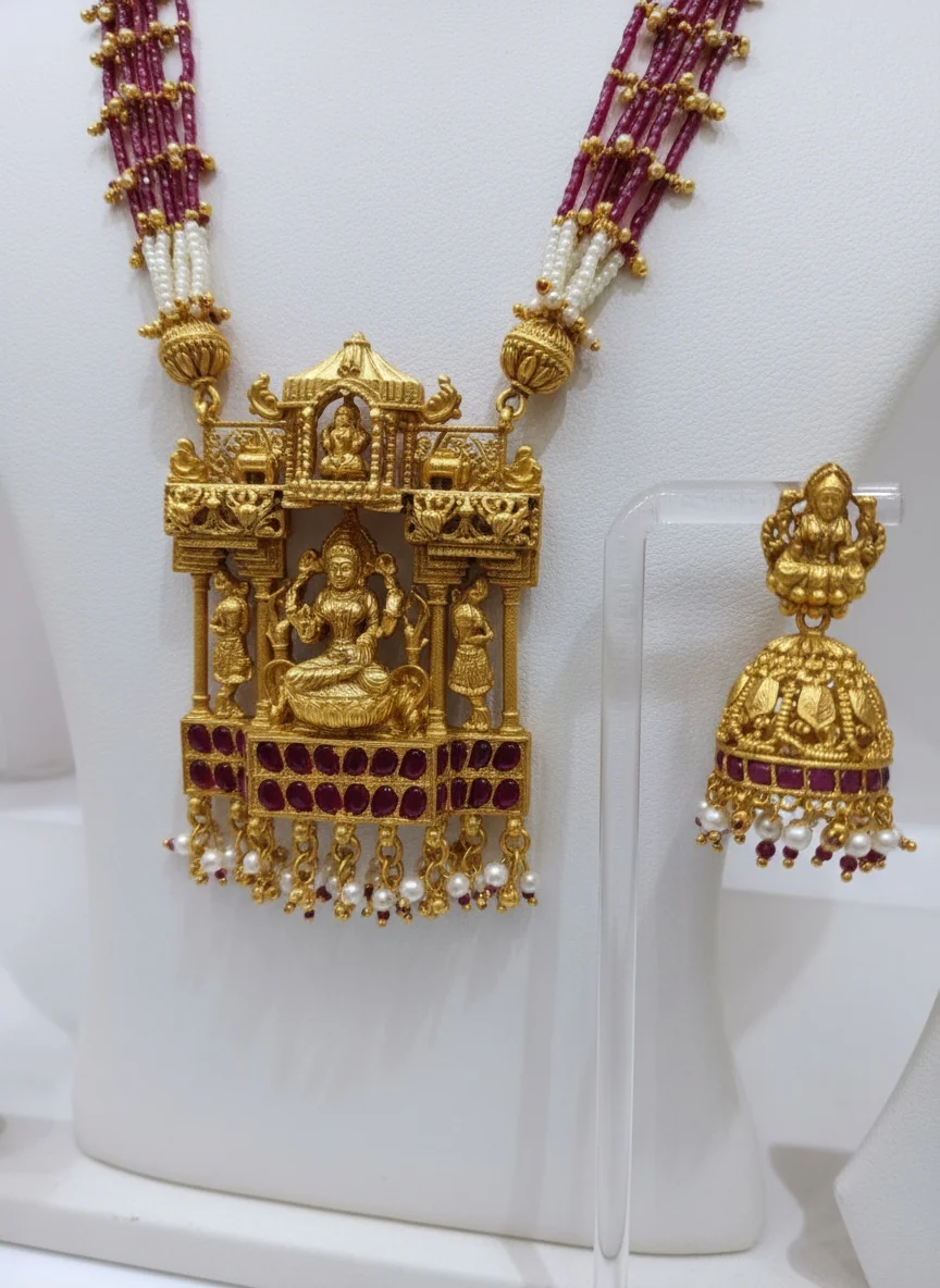 Divine Elegance in Ruby and Pearl - Image 3