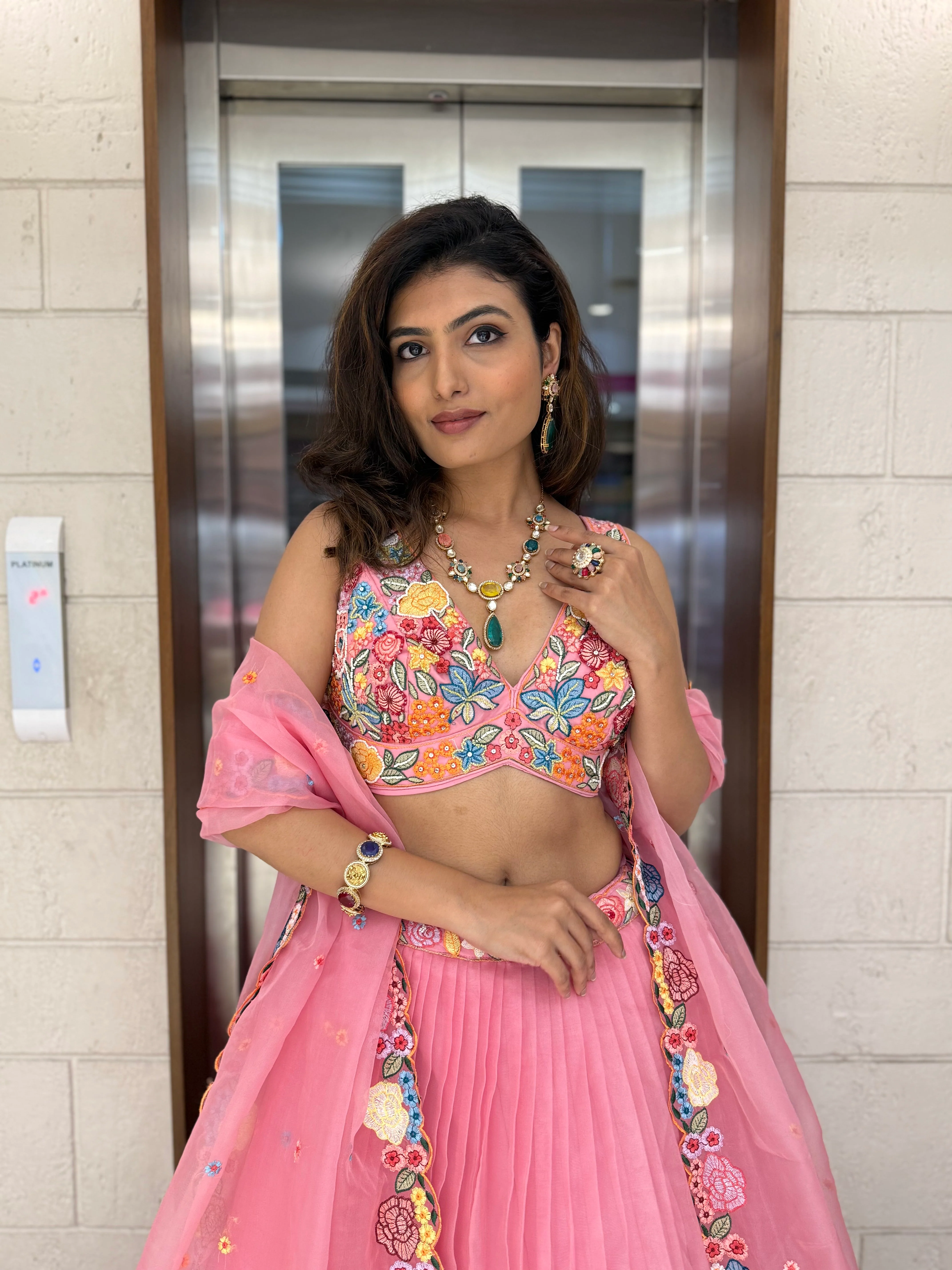 Floral Bliss Embroidered Lehenga Set – Spring Bloom Collection - Image 11