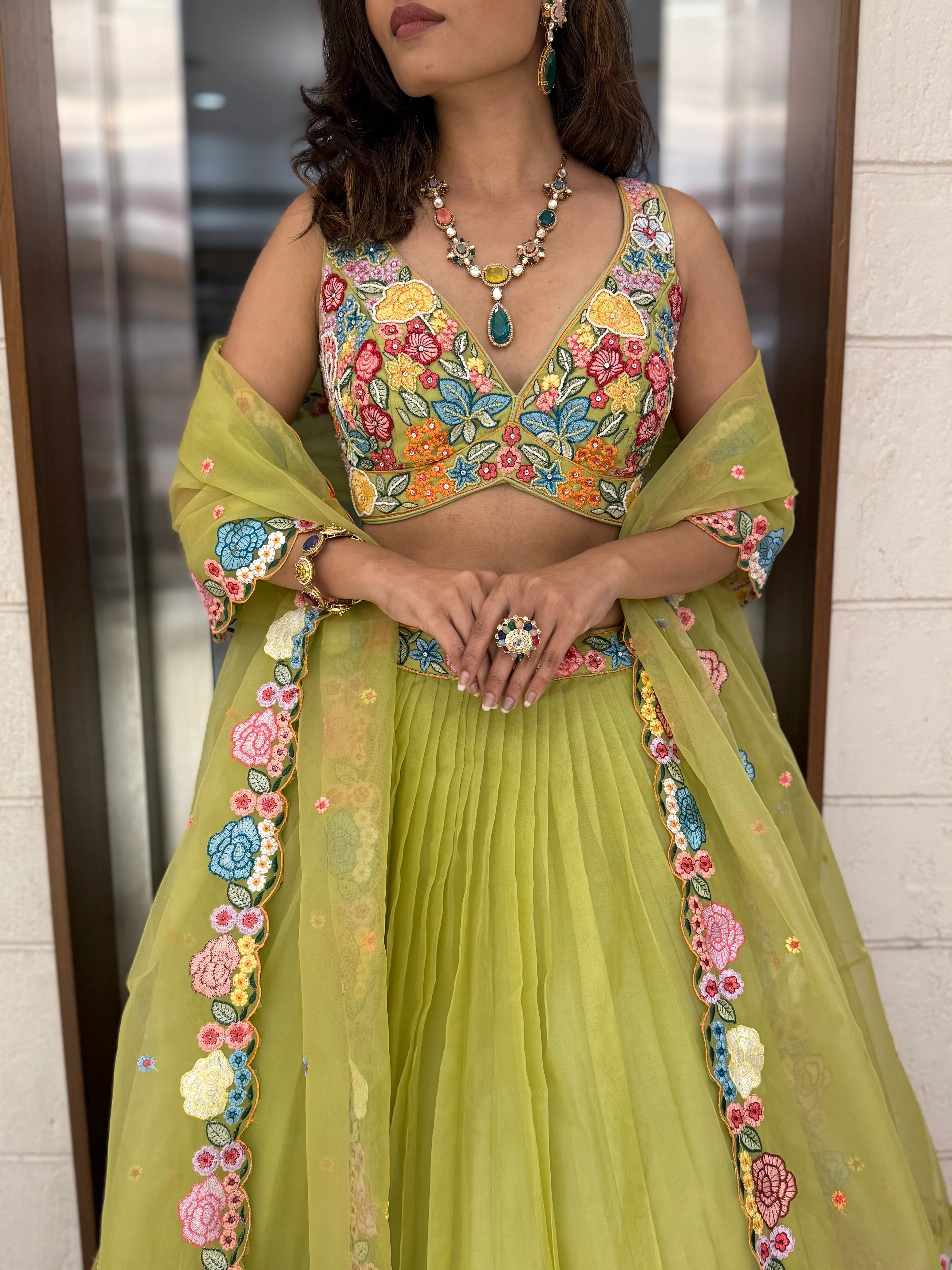 Floral Bliss Embroidered Lehenga Set – Spring Bloom Collection - Image 14