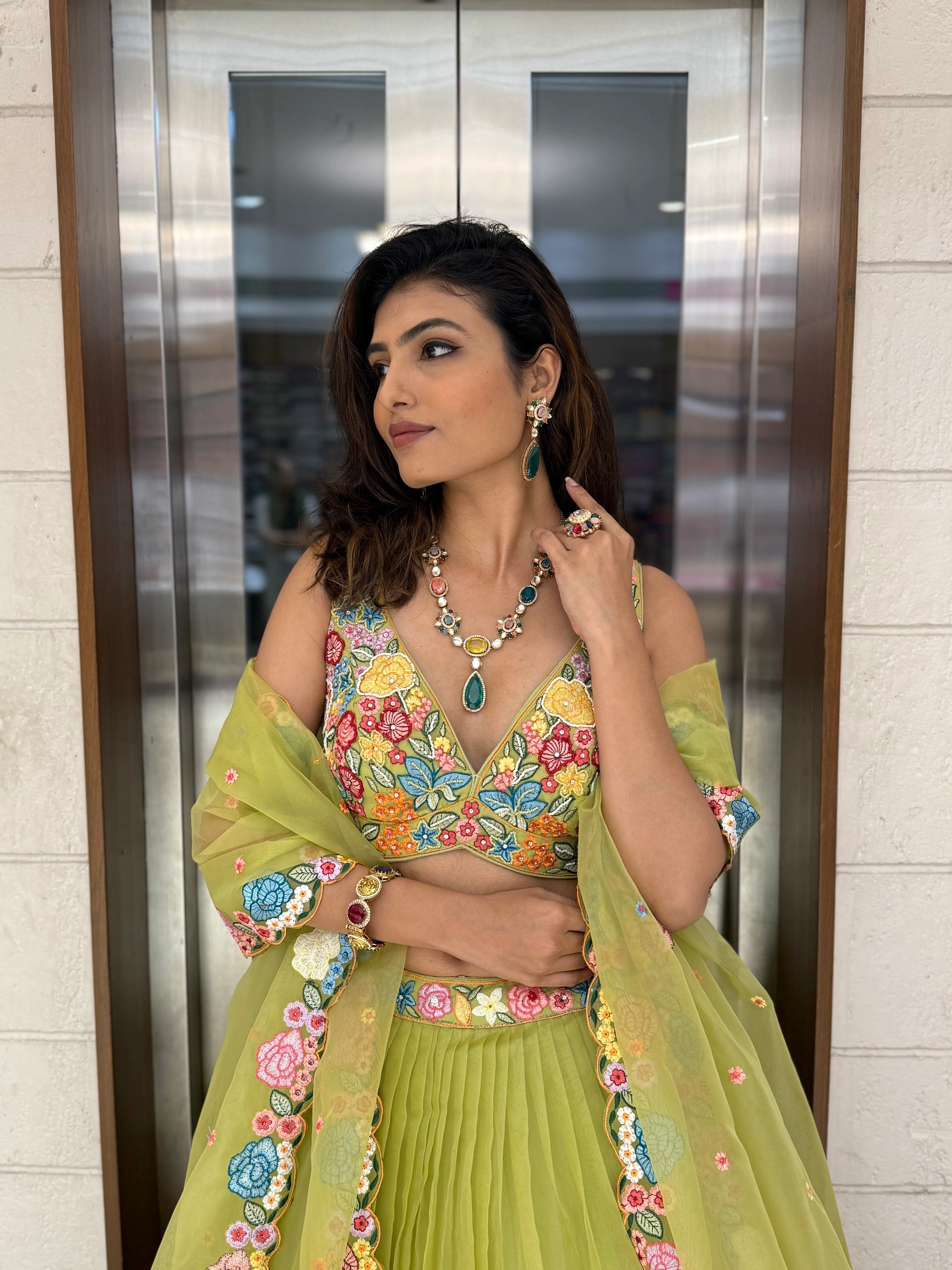 Floral Bliss Embroidered Lehenga Set – Spring Bloom Collection - Image 15