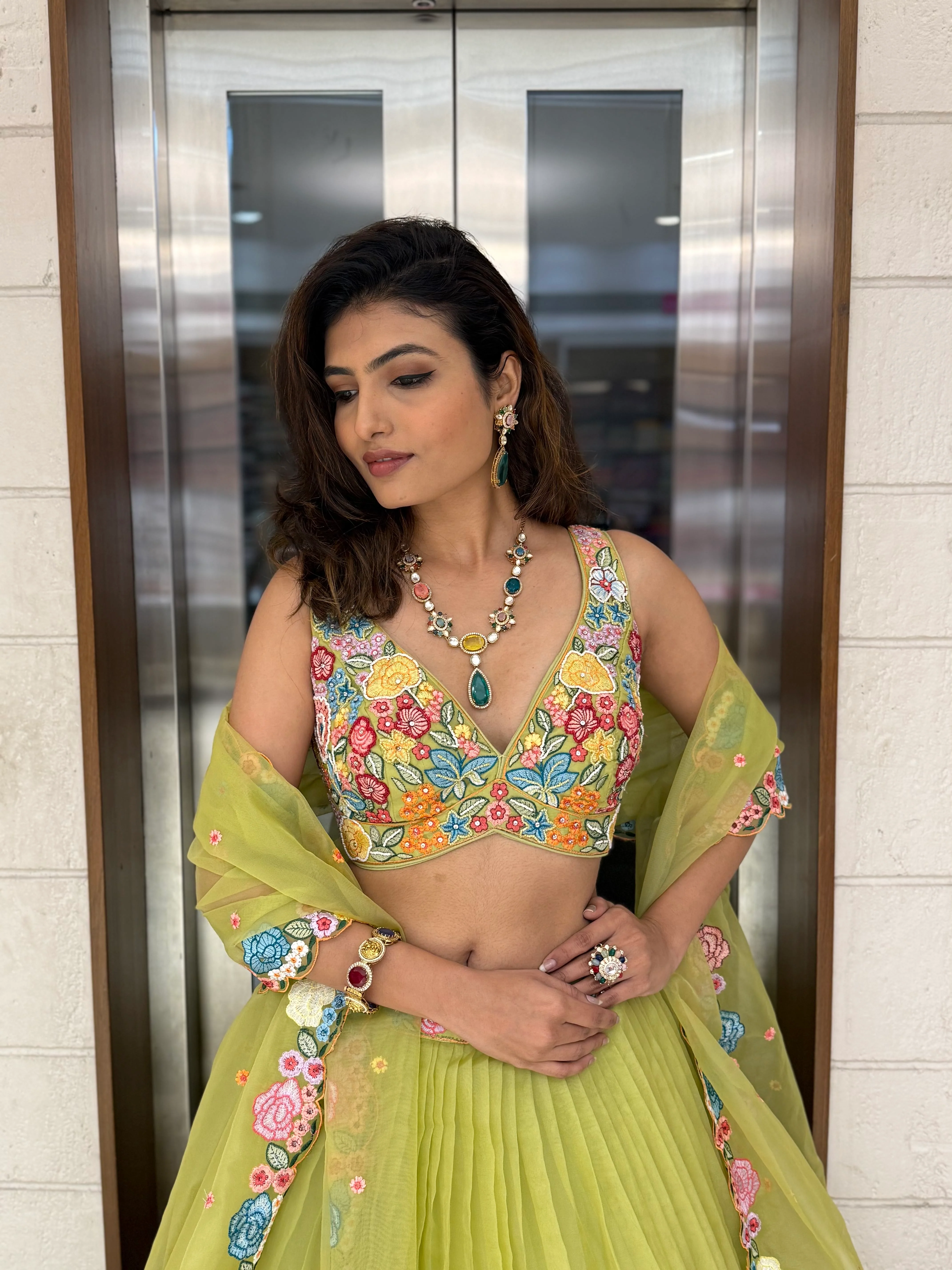 Floral Bliss Embroidered Lehenga Set – Spring Bloom Collection - Image 18