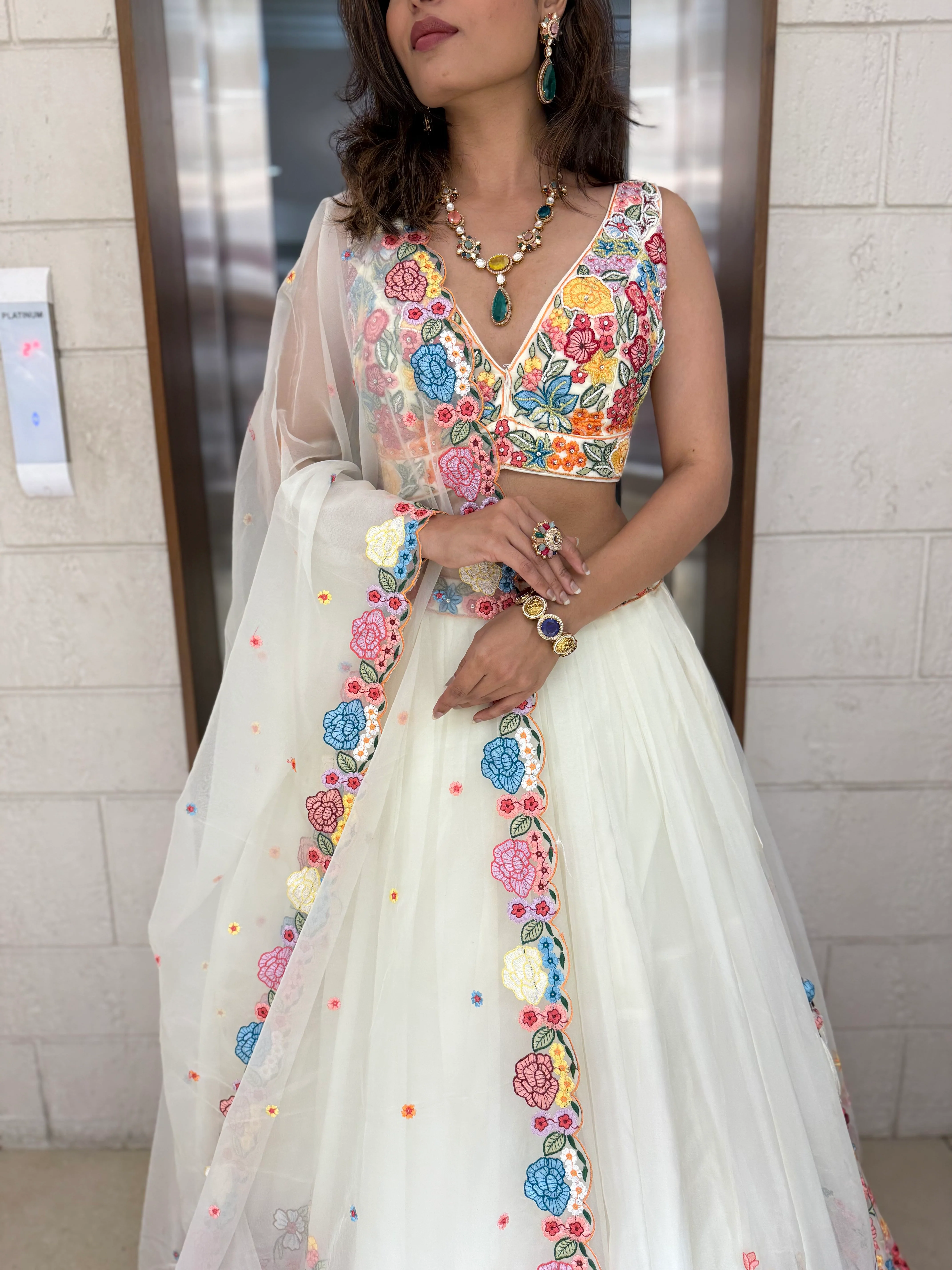 Floral Bliss Embroidered Lehenga Set – Spring Bloom Collection - Image 2