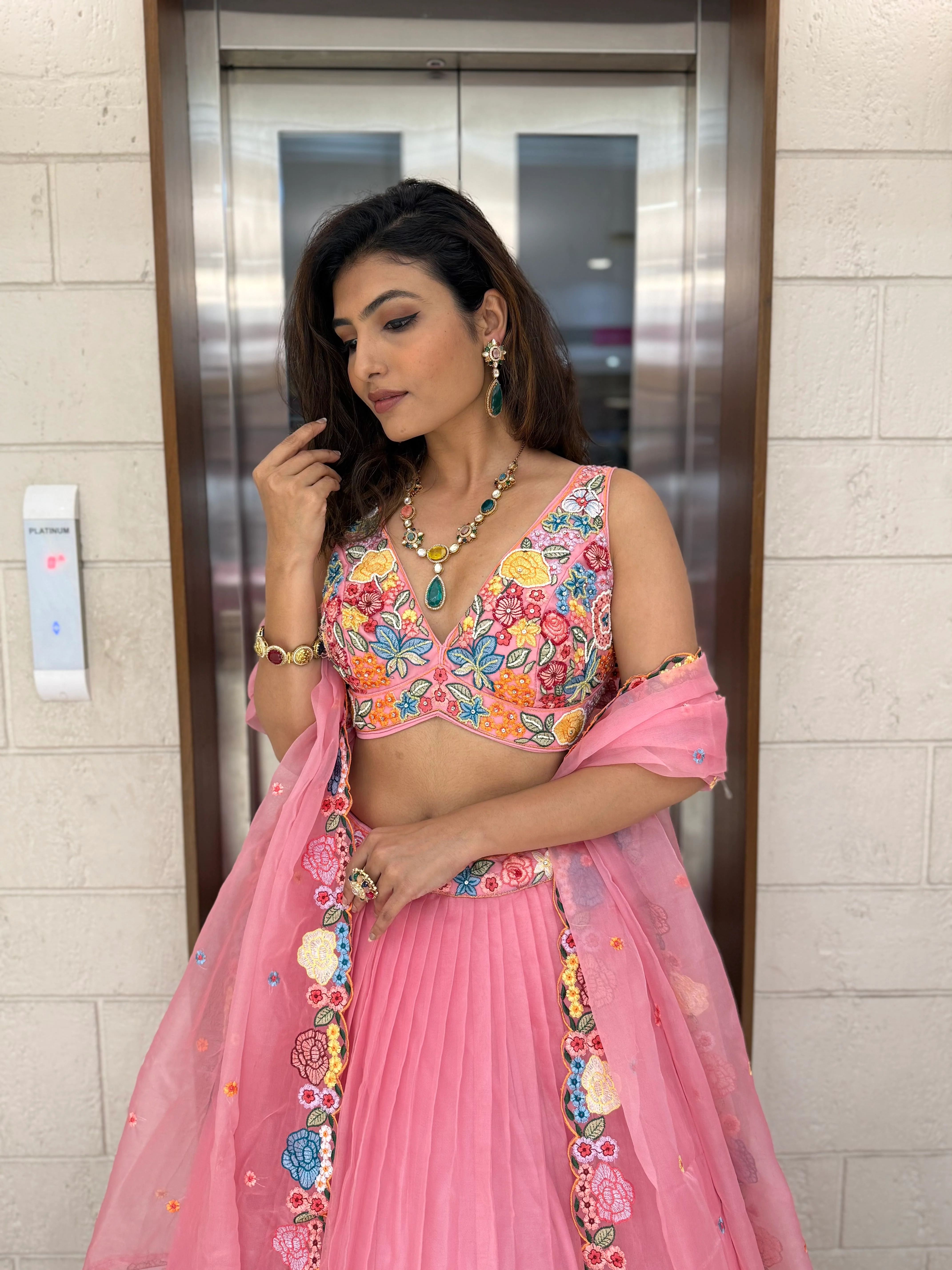 Floral Bliss Embroidered Lehenga Set – Spring Bloom Collection - Image 26