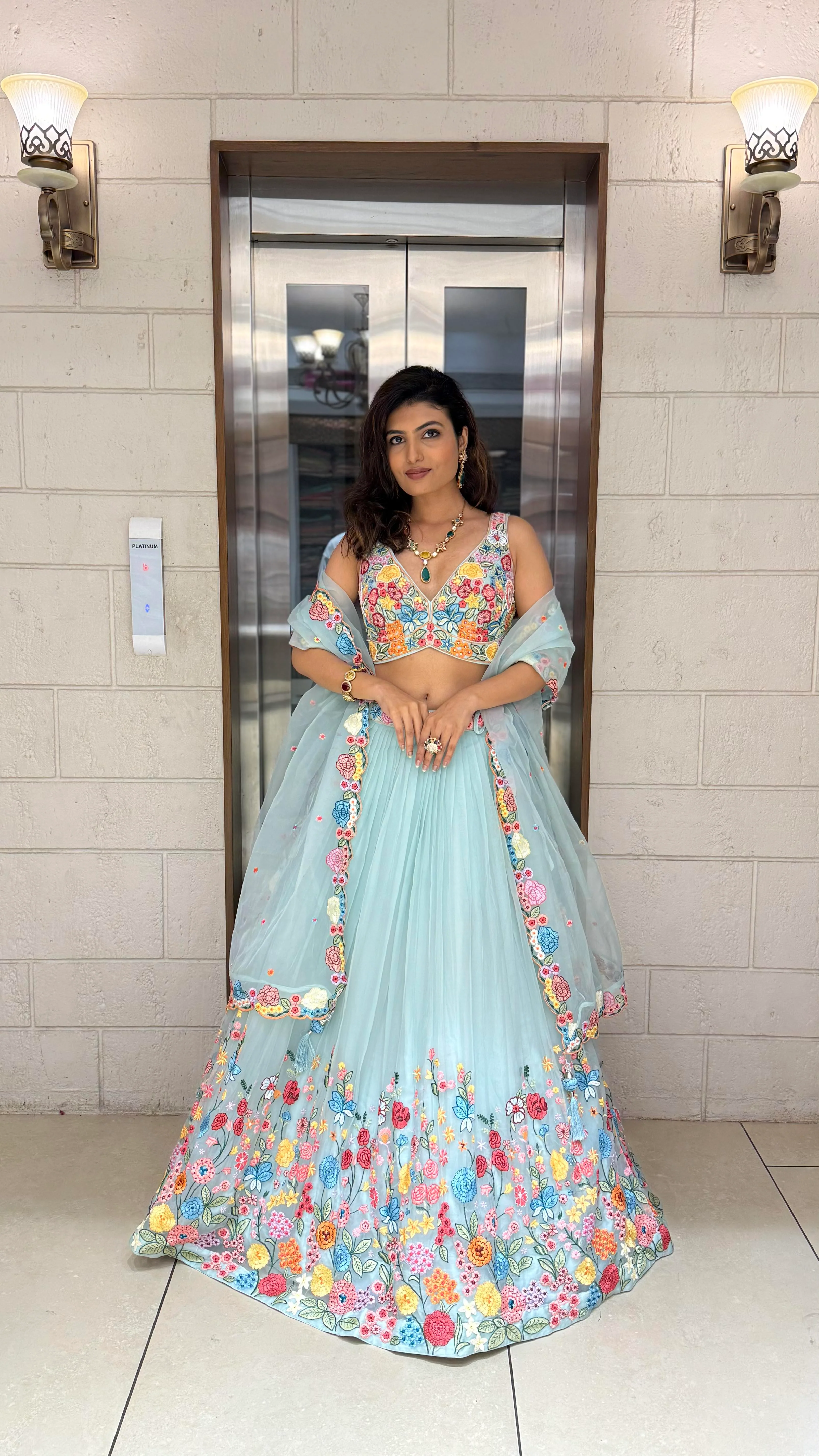 Floral Bliss Embroidered Lehenga Set – Spring Bloom Collection - Image 5