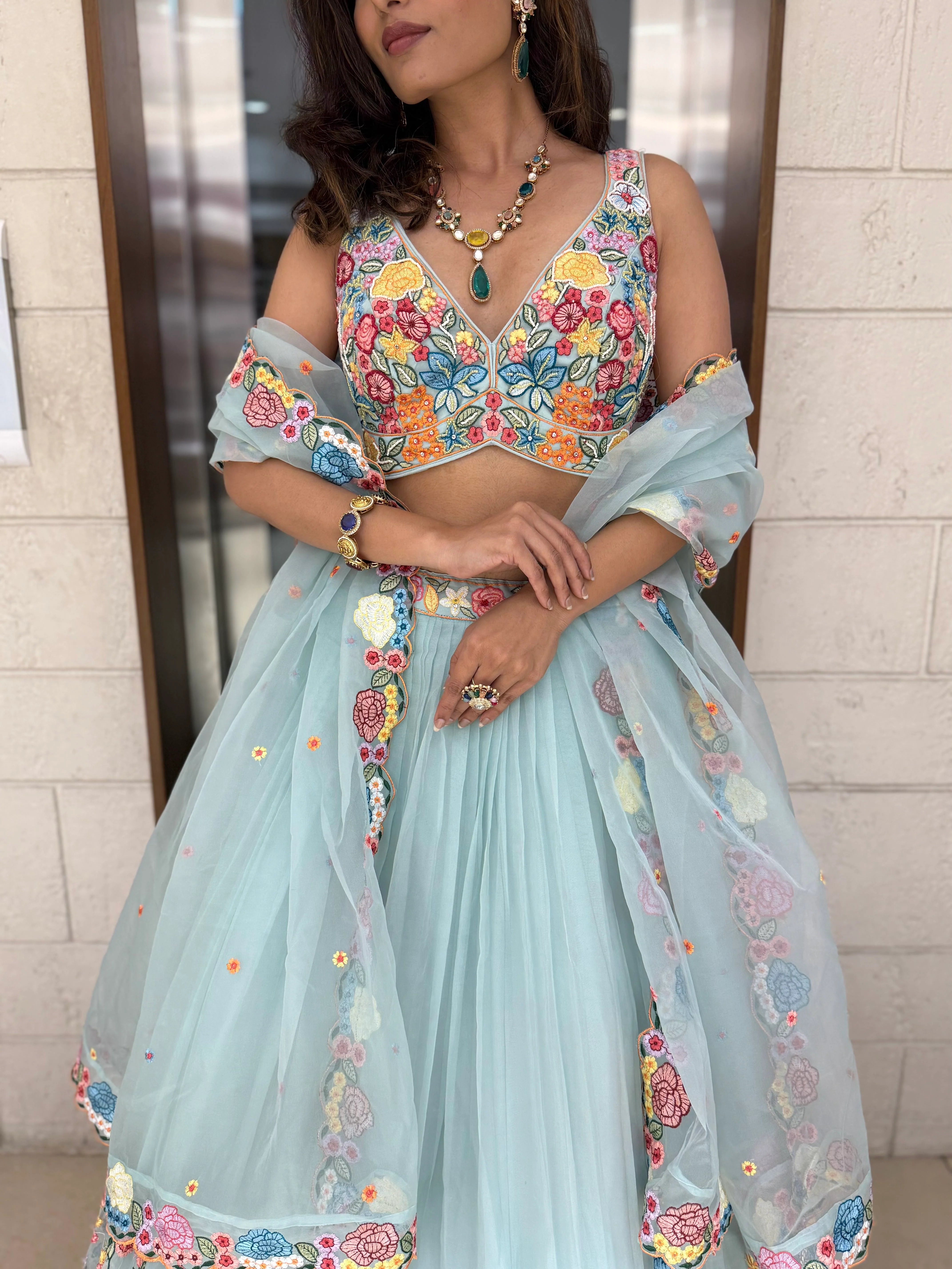 Floral Bliss Embroidered Lehenga Set – Spring Bloom Collection - Image 6
