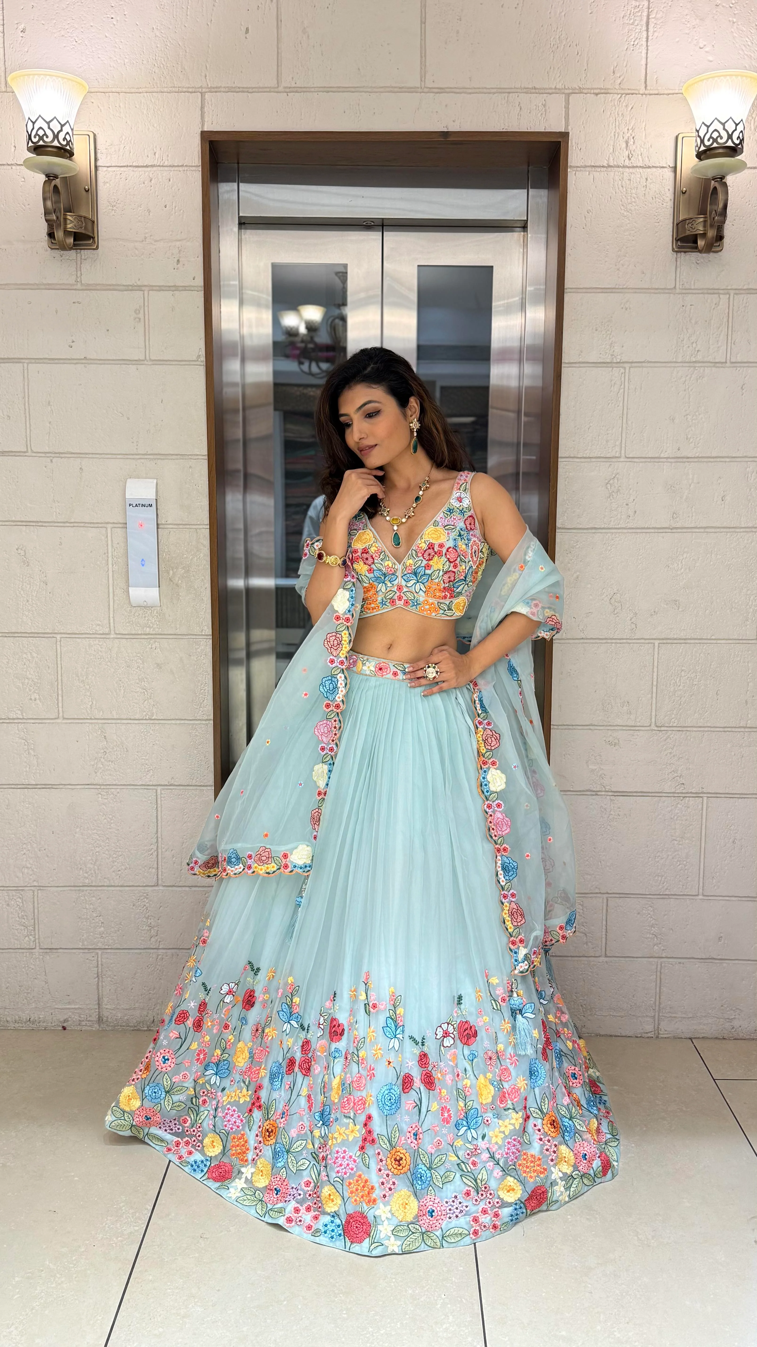 Floral Bliss Embroidered Lehenga Set – Spring Bloom Collection - Image 8