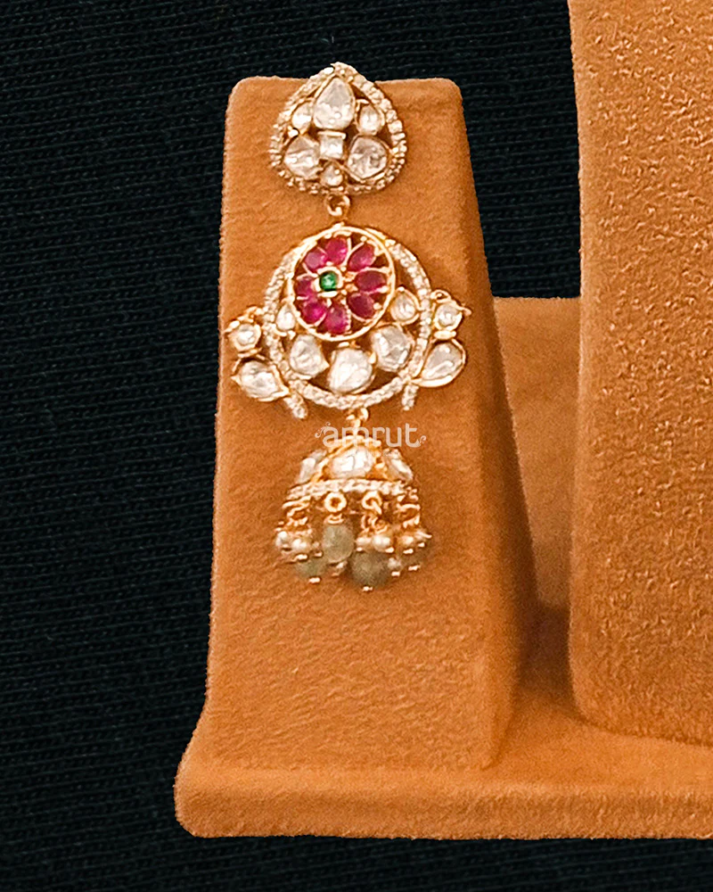 Gold Diamond Polki Choker Set - Image 3