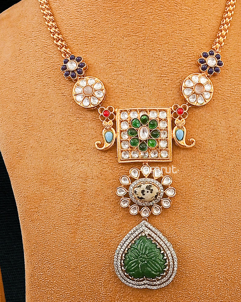 Gold Plated Amrapali Fusion Pendant Set Necklace - Image 2