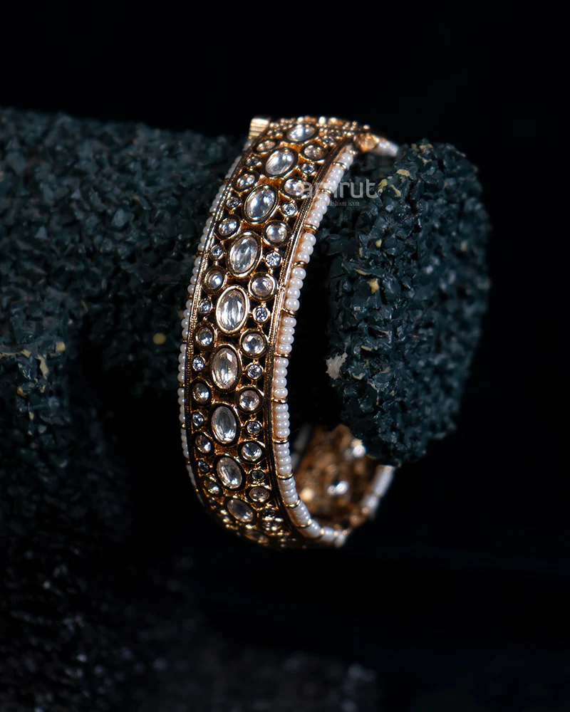 Gold-Plated Pearls and Meenakari Accents Bangles - Image 2