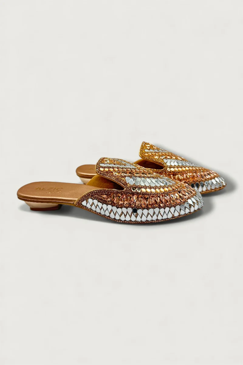 Gold & Silver Mirror-Work Slip-On Jutti – Premium Bridal & Festive Footwear - Image 3