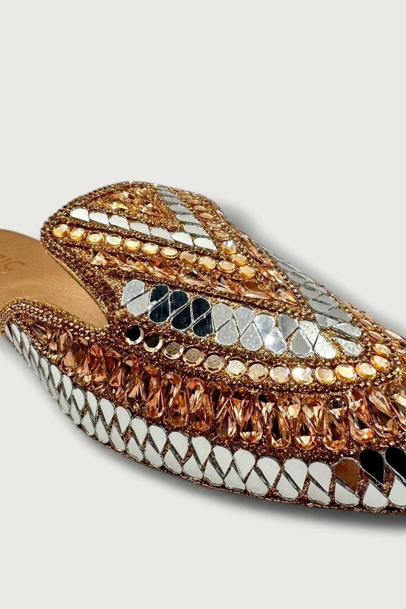Gold & Silver Mirror-Work Slip-On Jutti – Premium Bridal & Festive Footwear - Image 5