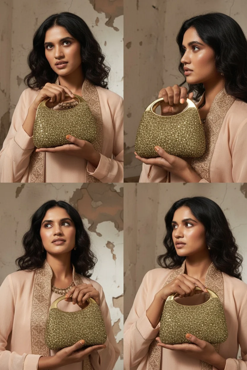 Golden Crystal Embellished Luxury Box Clutch Bag – Elegant Party Purse - Image 4