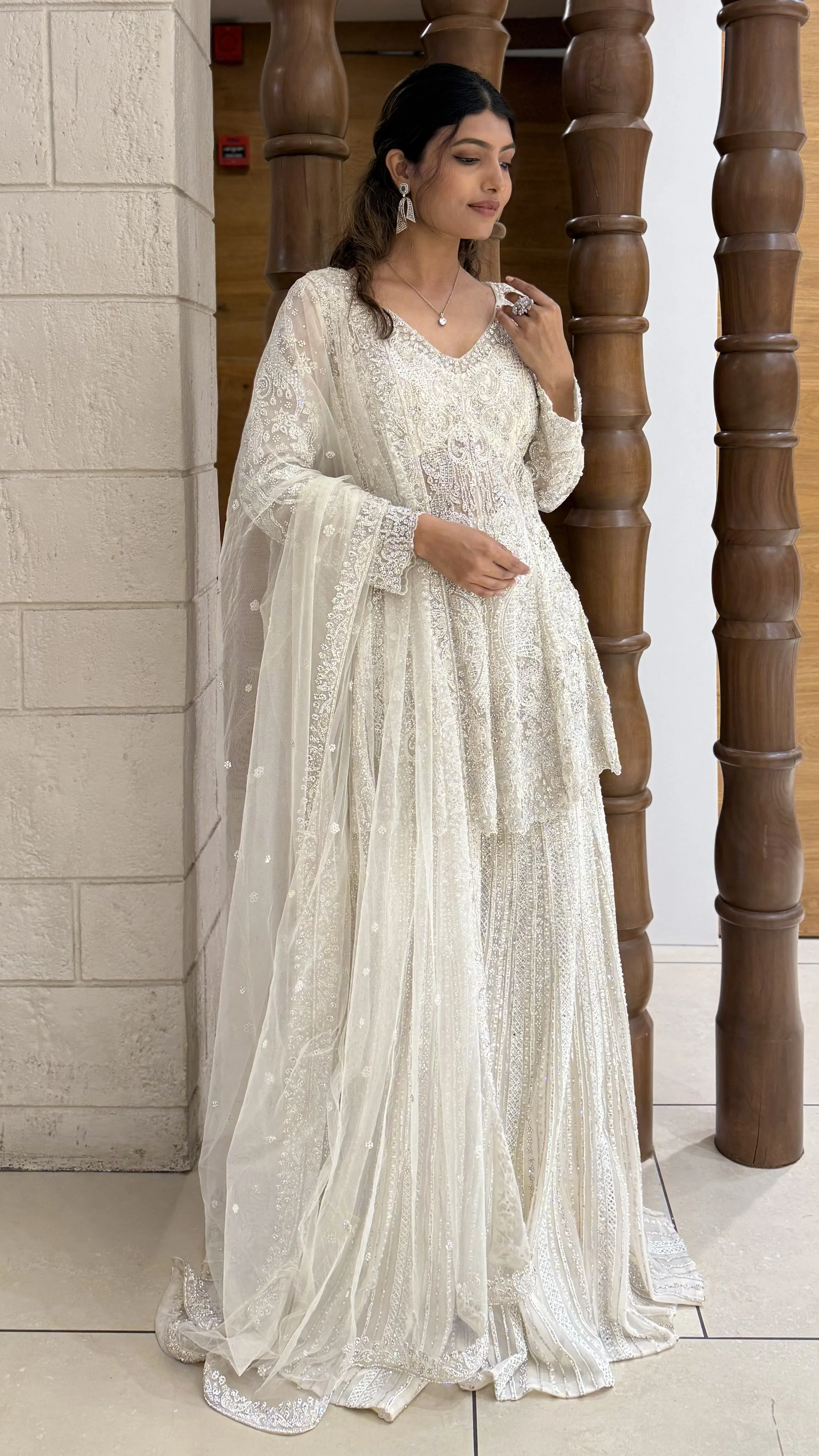 Heavily Embroidered Designer Sharara Suit Set with Dupatta - Image 4
