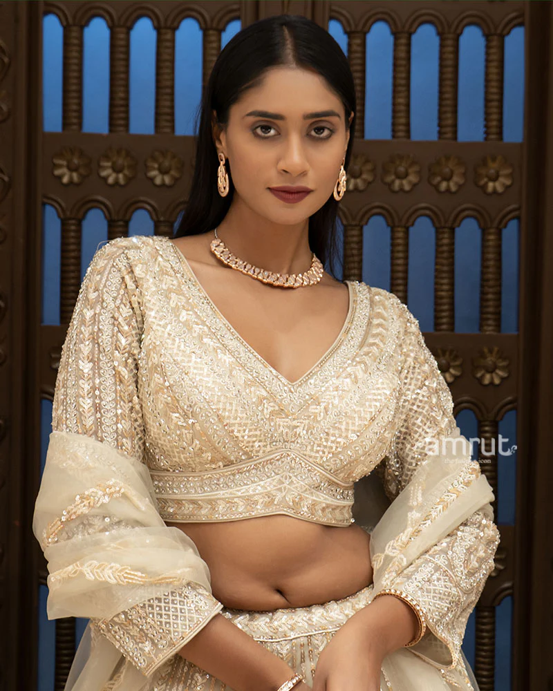Ivory Elegance Sequin Embroidered Designer Lehenga Set - Image 2